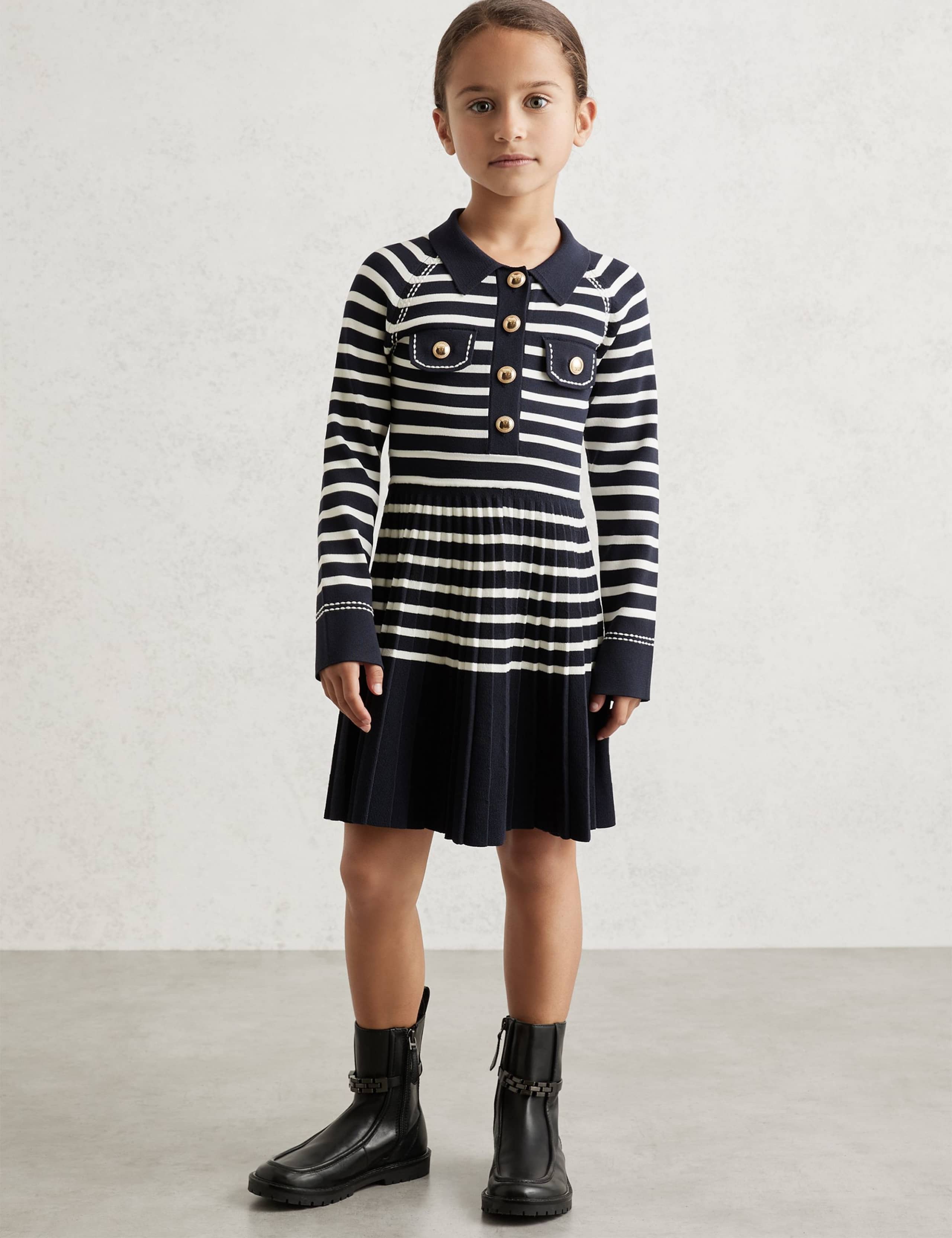 Knitted Striped Dress (3-14 Yrs)