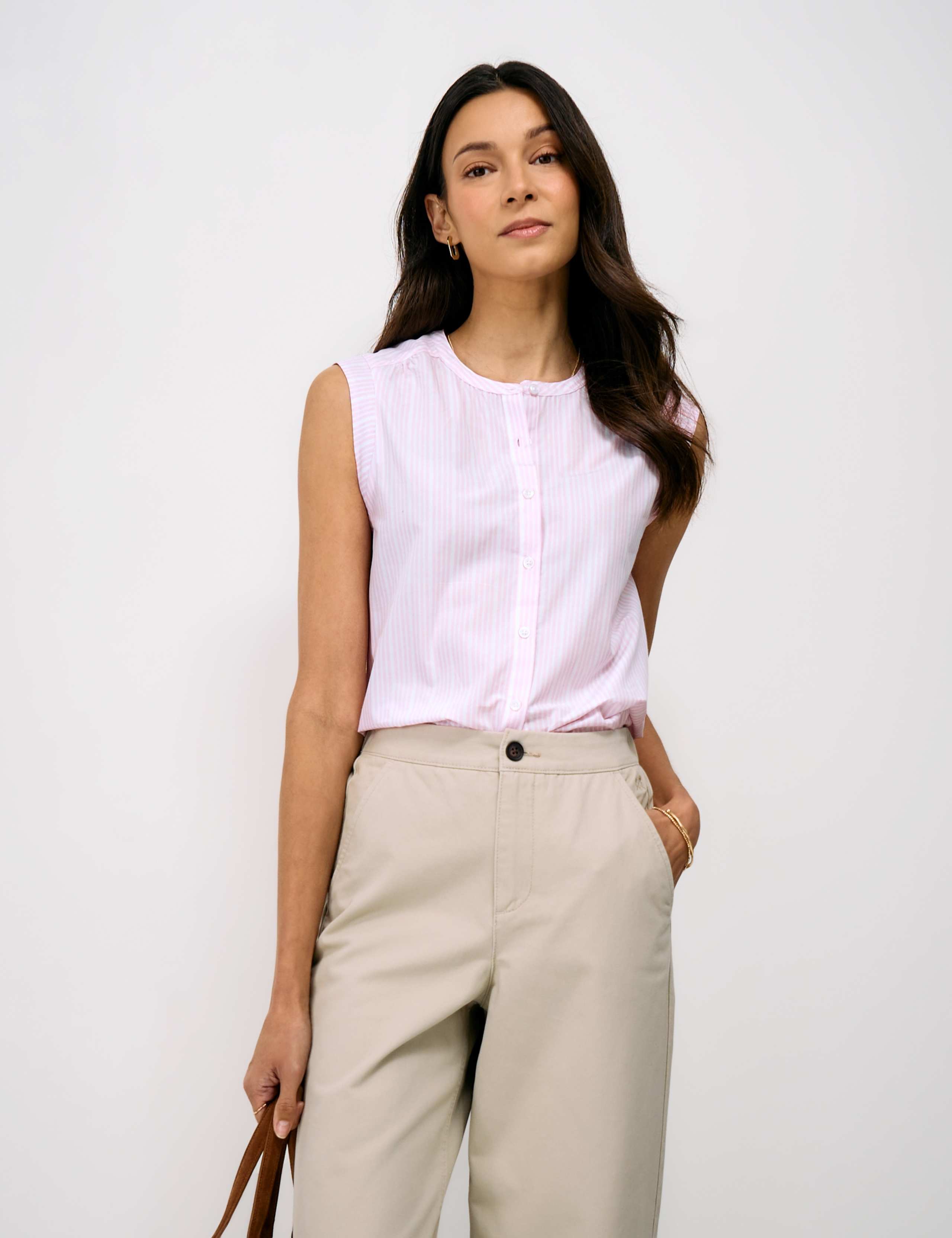Pure Cotton Striped Crew Neck Blouse