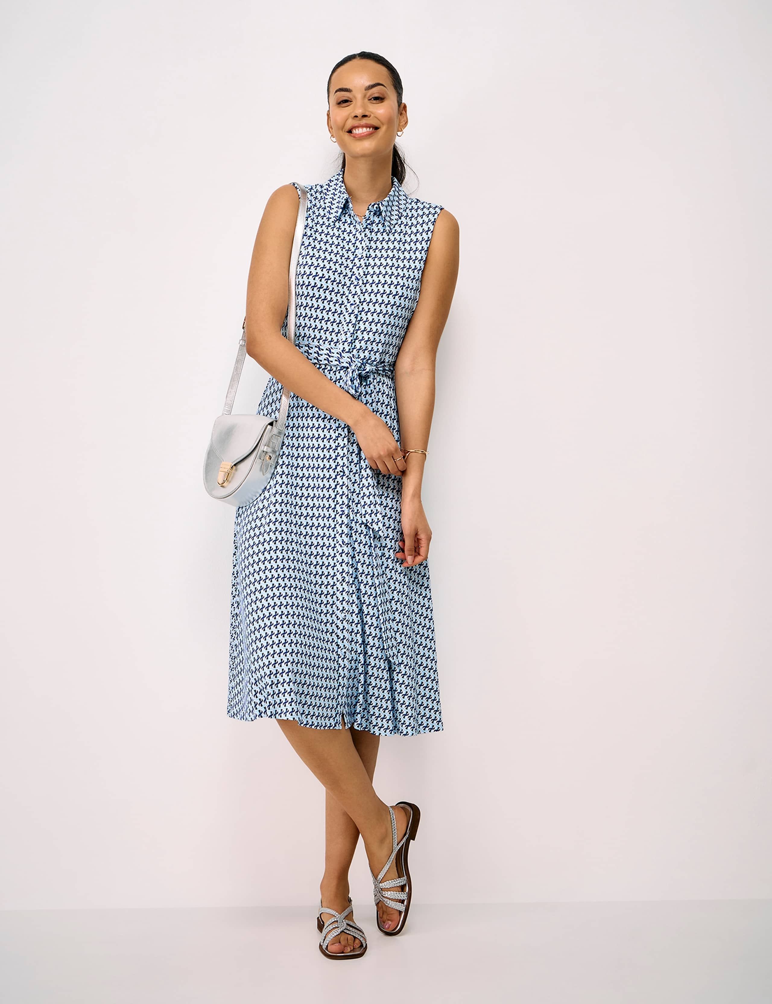 Jersey Printed Midi Shirt Dress
