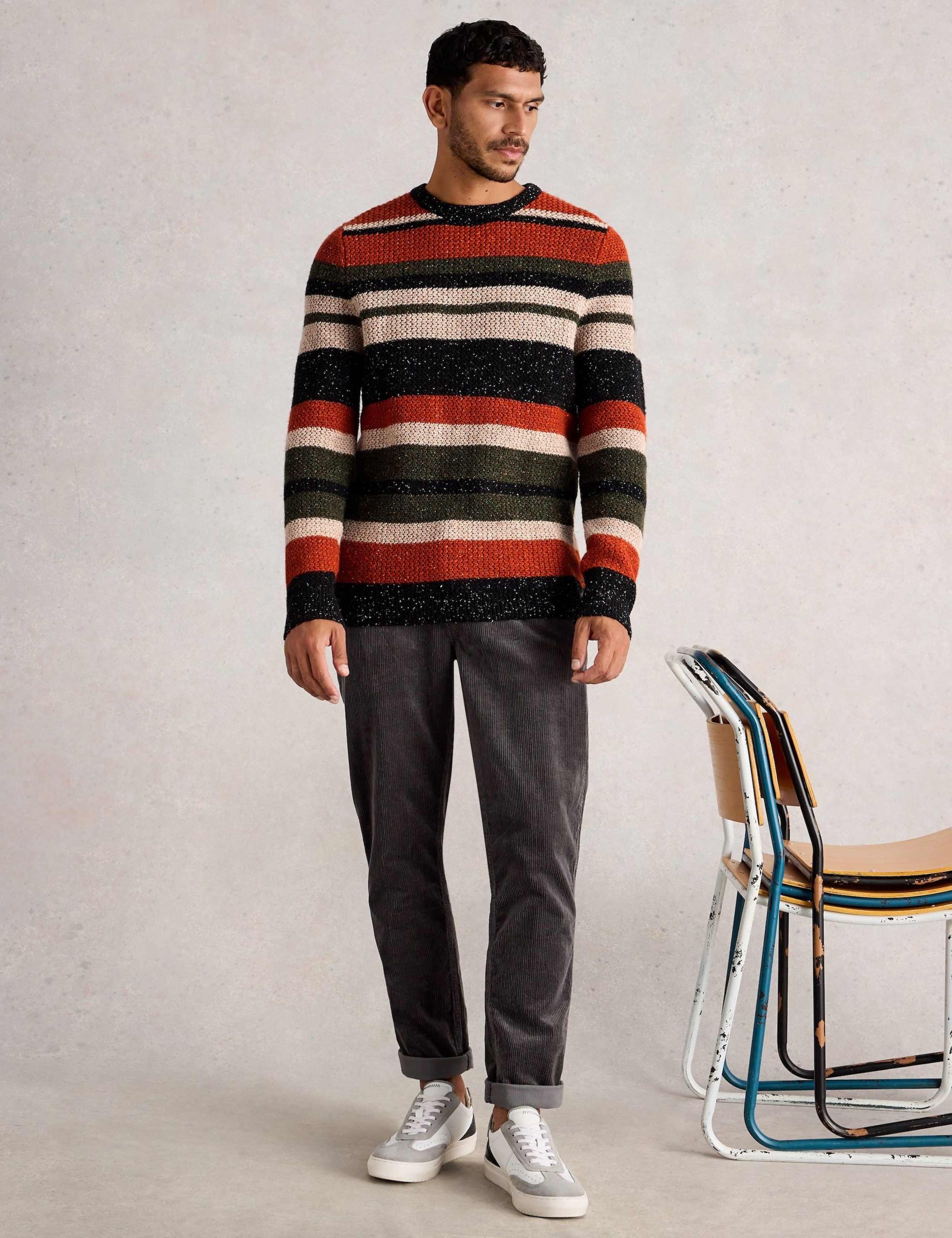 Wool Rich Striped Crew Neck Jumper