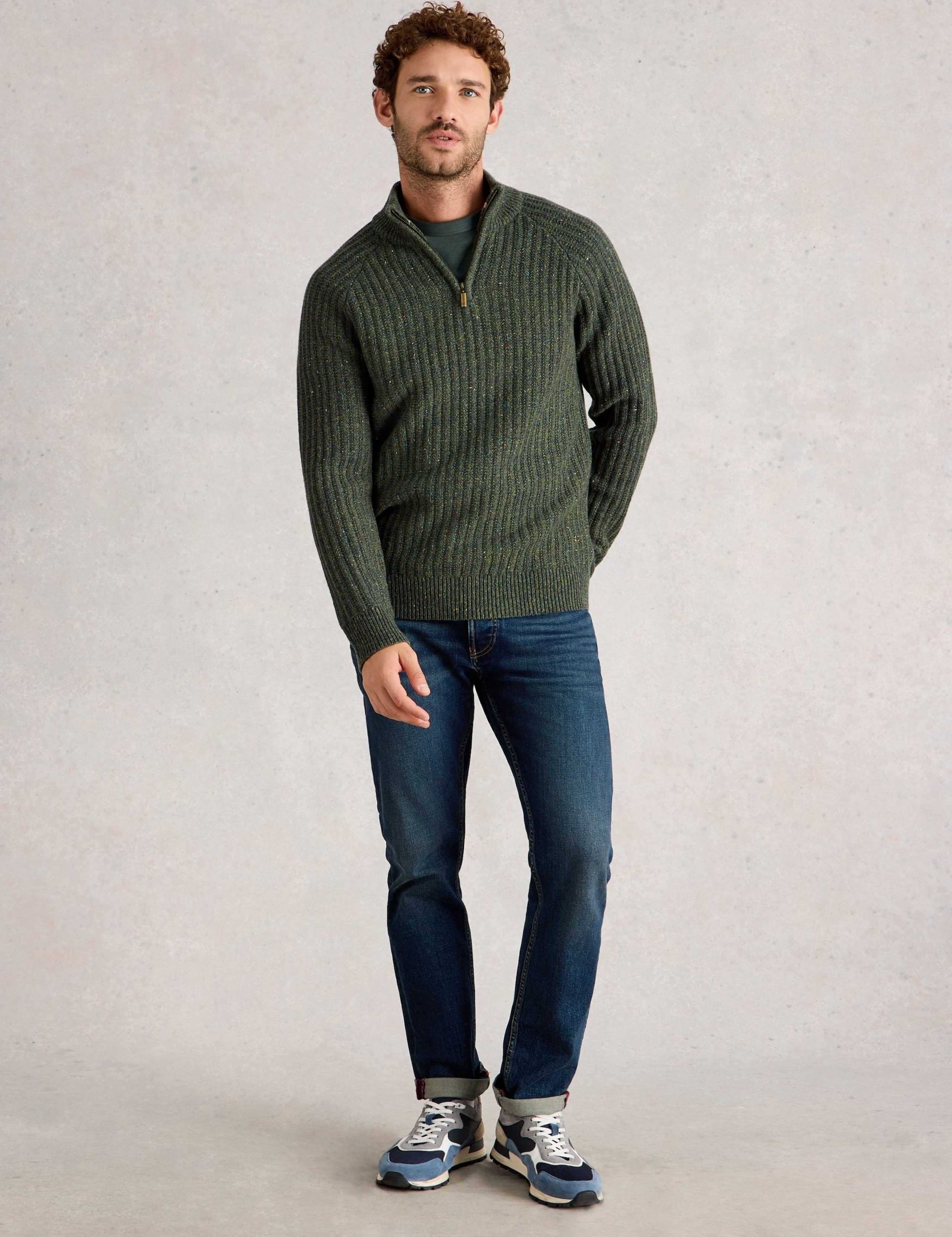 Cotton Rich Funnel Neck Half Zip Jumper