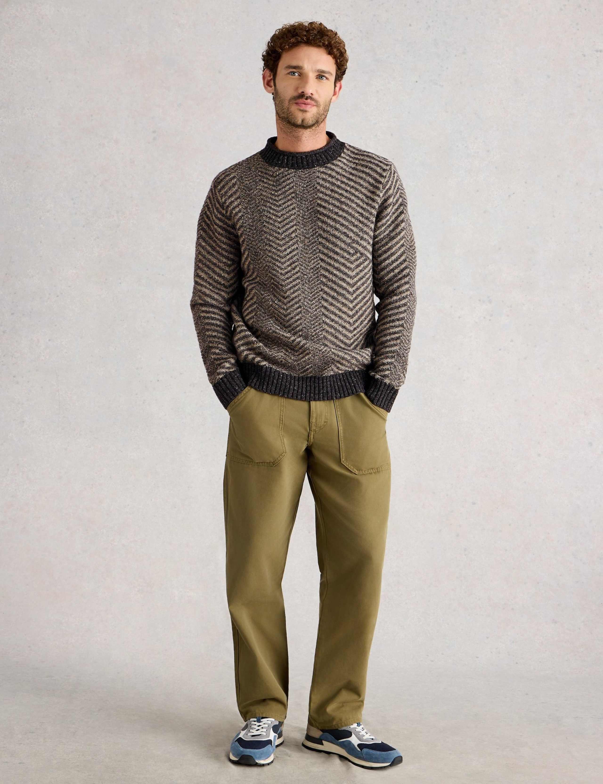 Lambswool Rich Herringbone Crew Neck Jumper