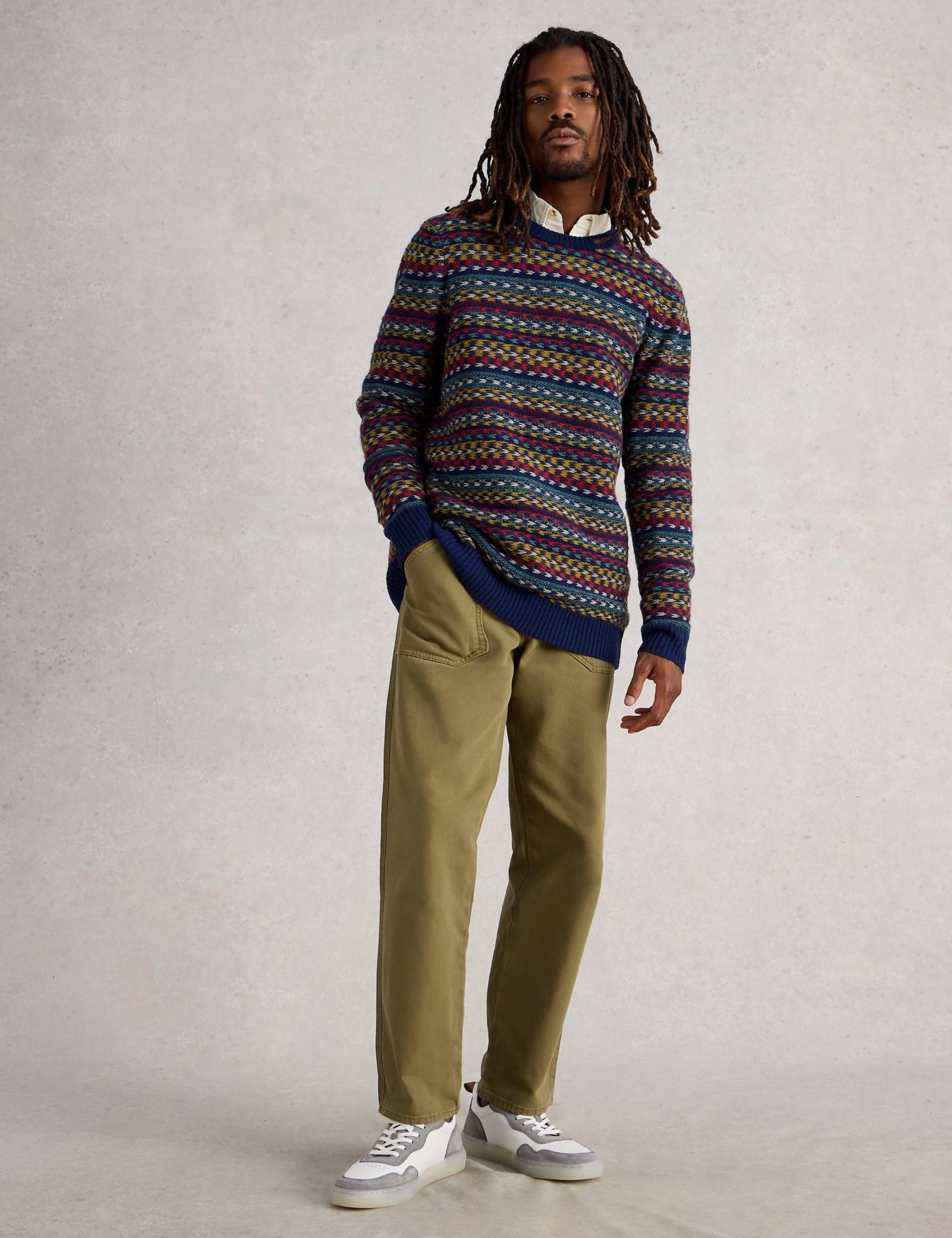 Lambswool Rich Striped Crew Neck Jumper