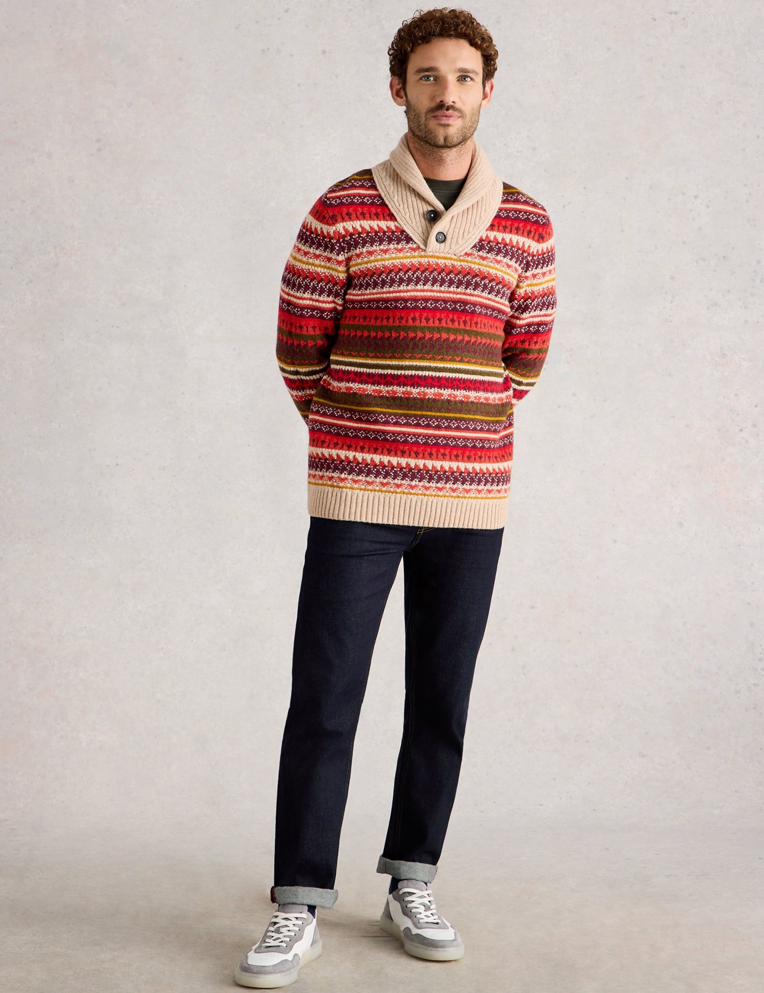 Lambswool Rich Fair Isle Shawl Neck Jumper