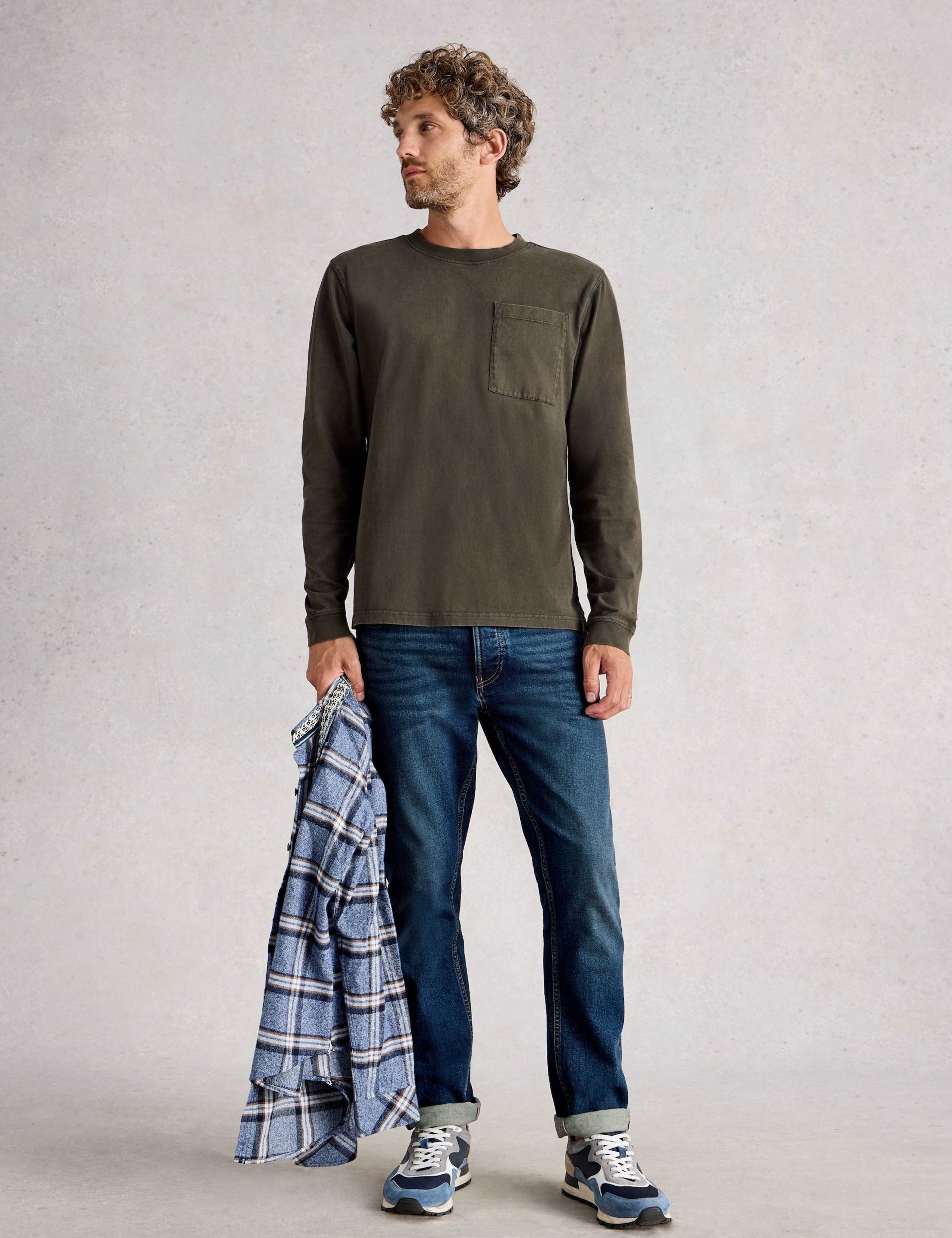 Pure Cotton Crew Neck Long Sleeve T-Shirt