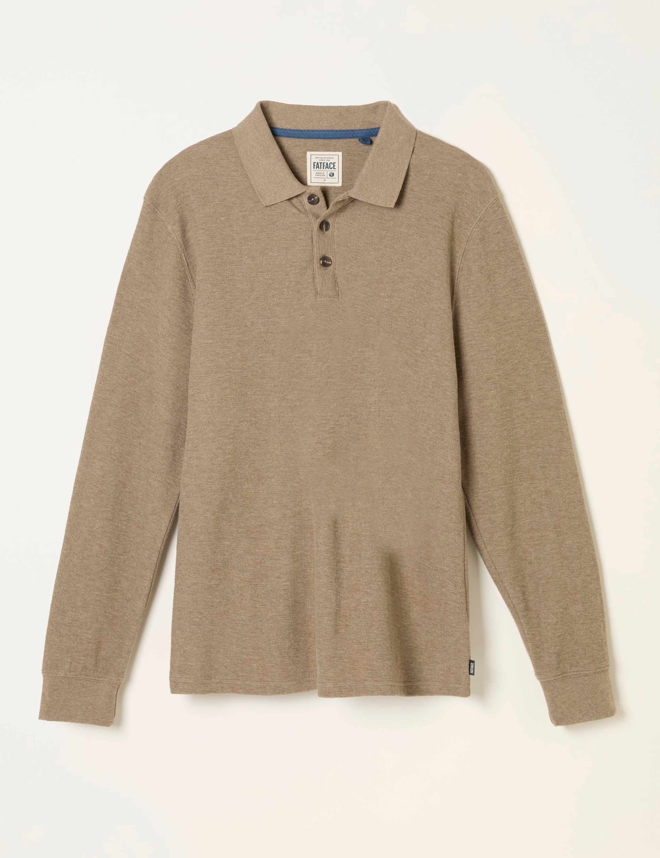 Cotton Rich Long Sleeve Polo Shirt
