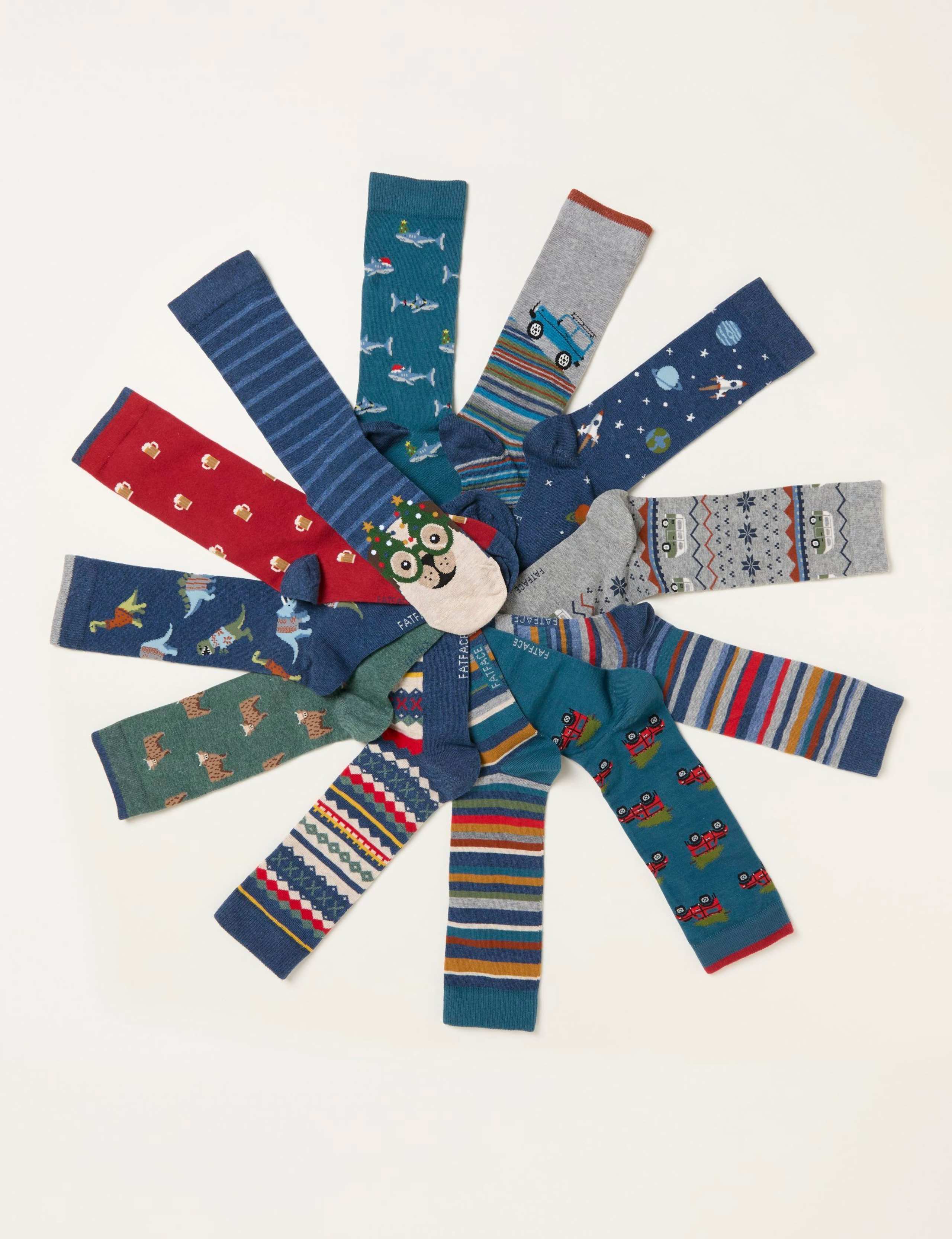 12pk Advent Calendar Cotton Rich Socks