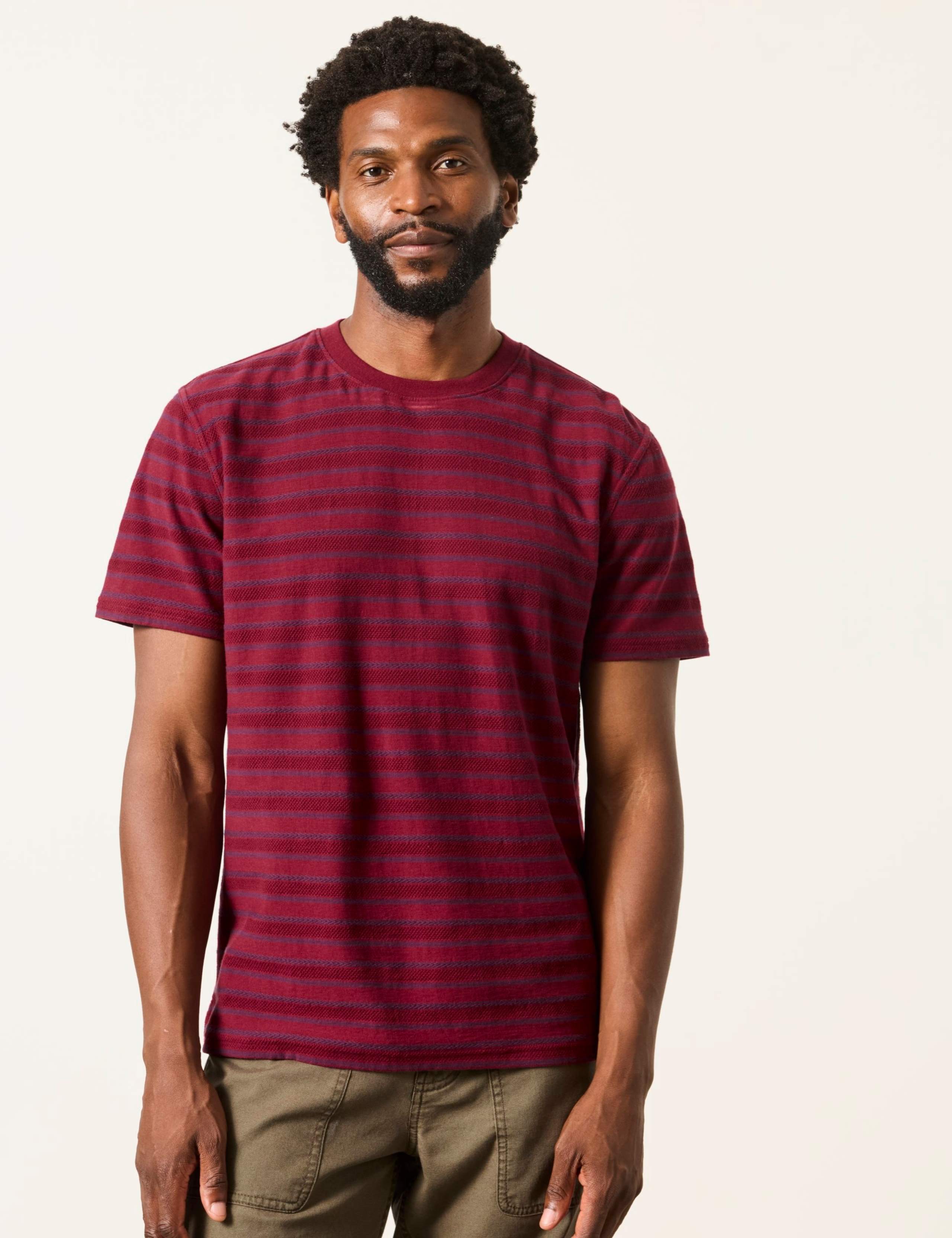 Pure Cotton Textured Striped T-Shirt