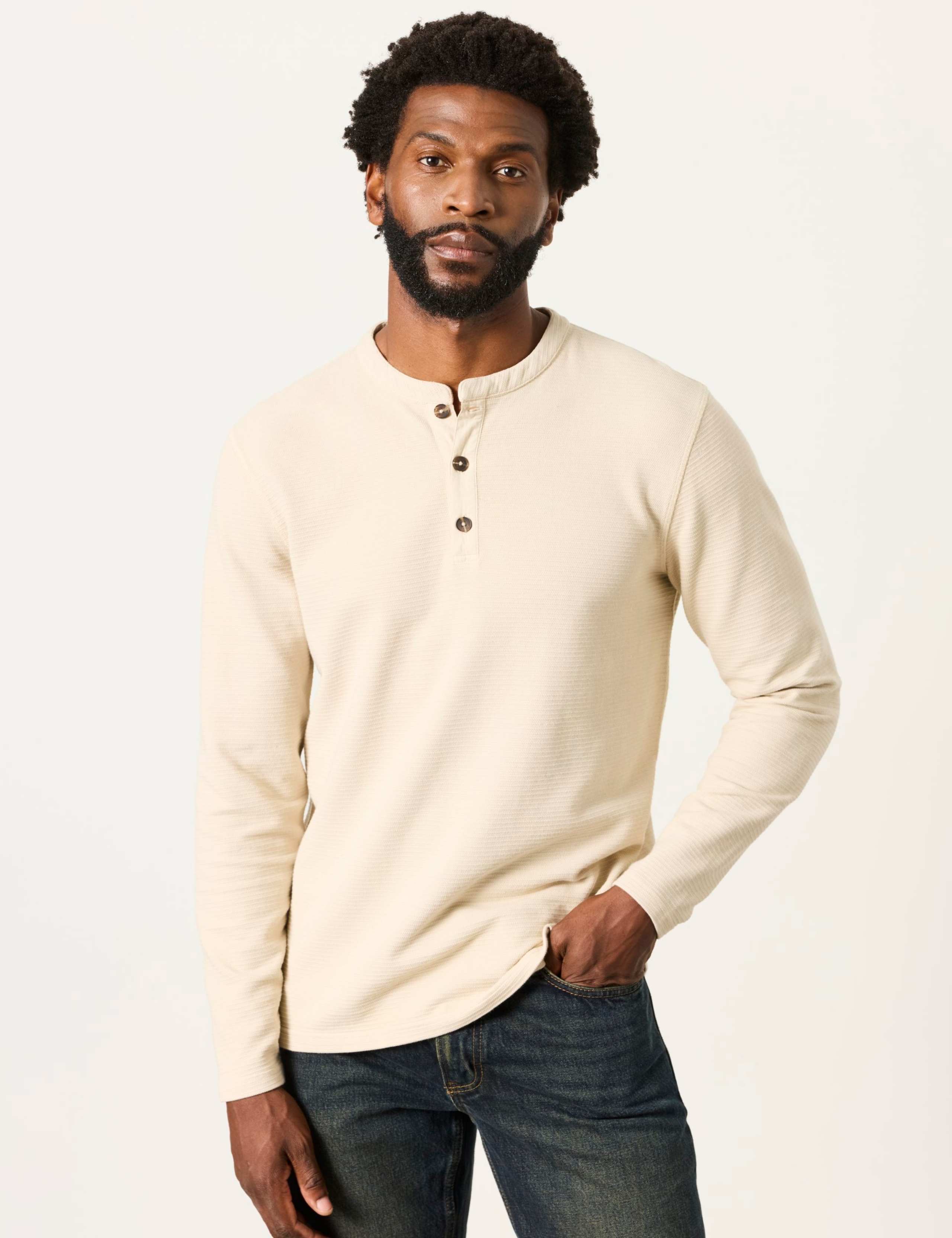 Cotton Rich Waffle Henley Top