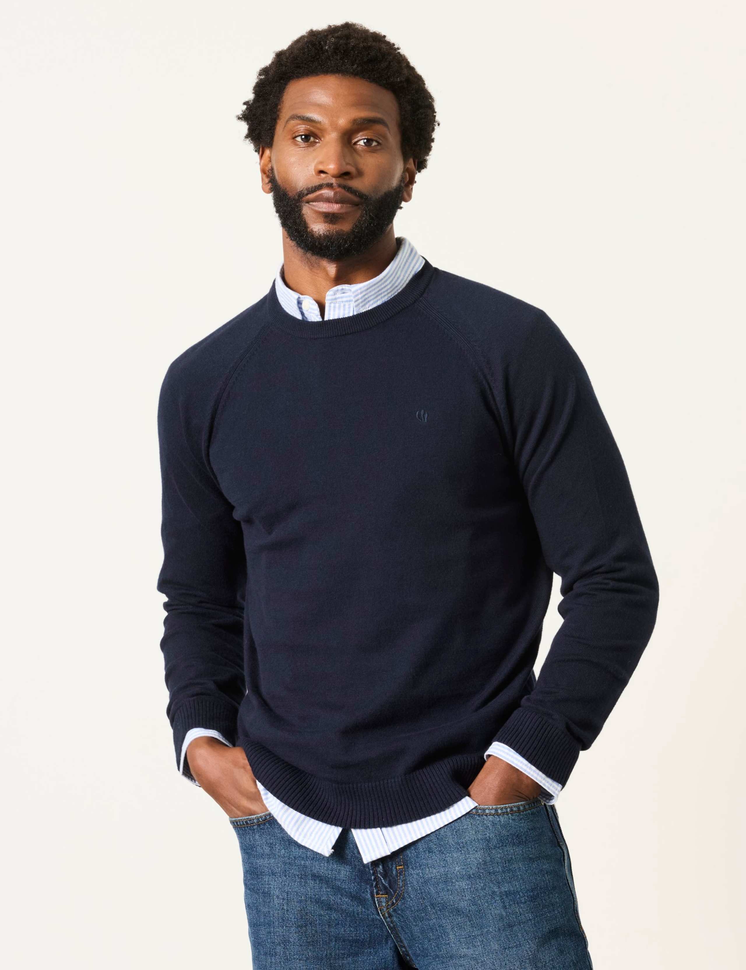 Cotton Rich Crew Neck Jumper with Cashmere