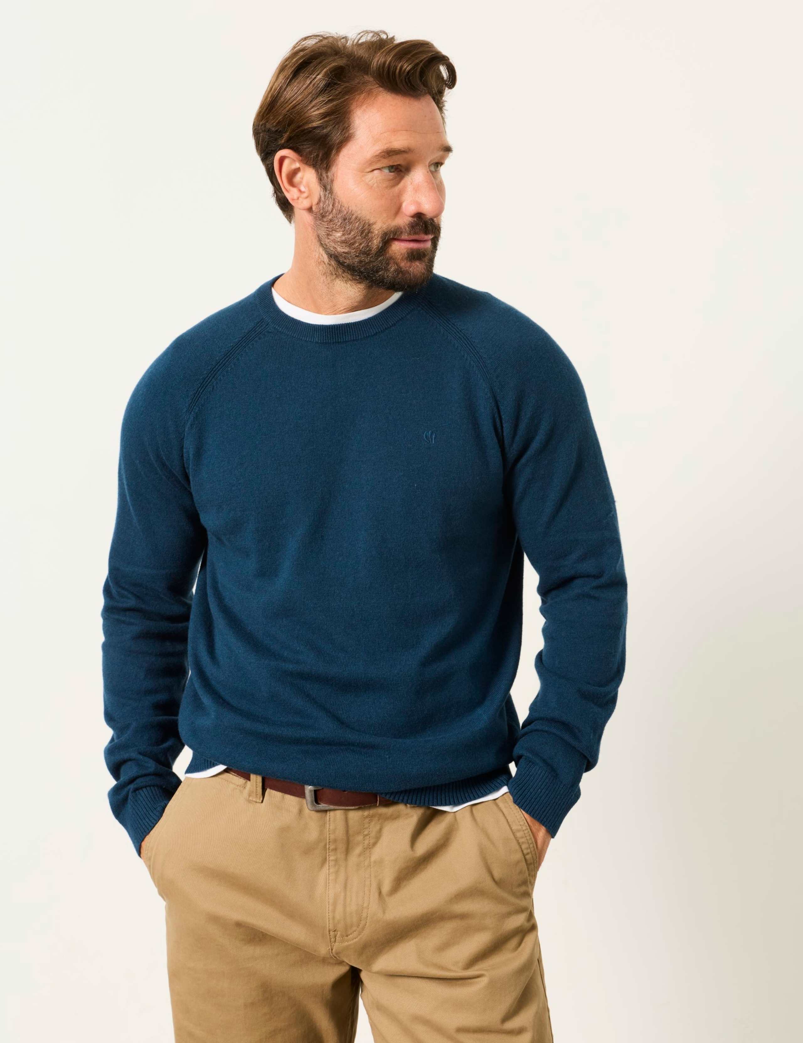 Cotton Rich Crew Neck Jumper with Cashmere