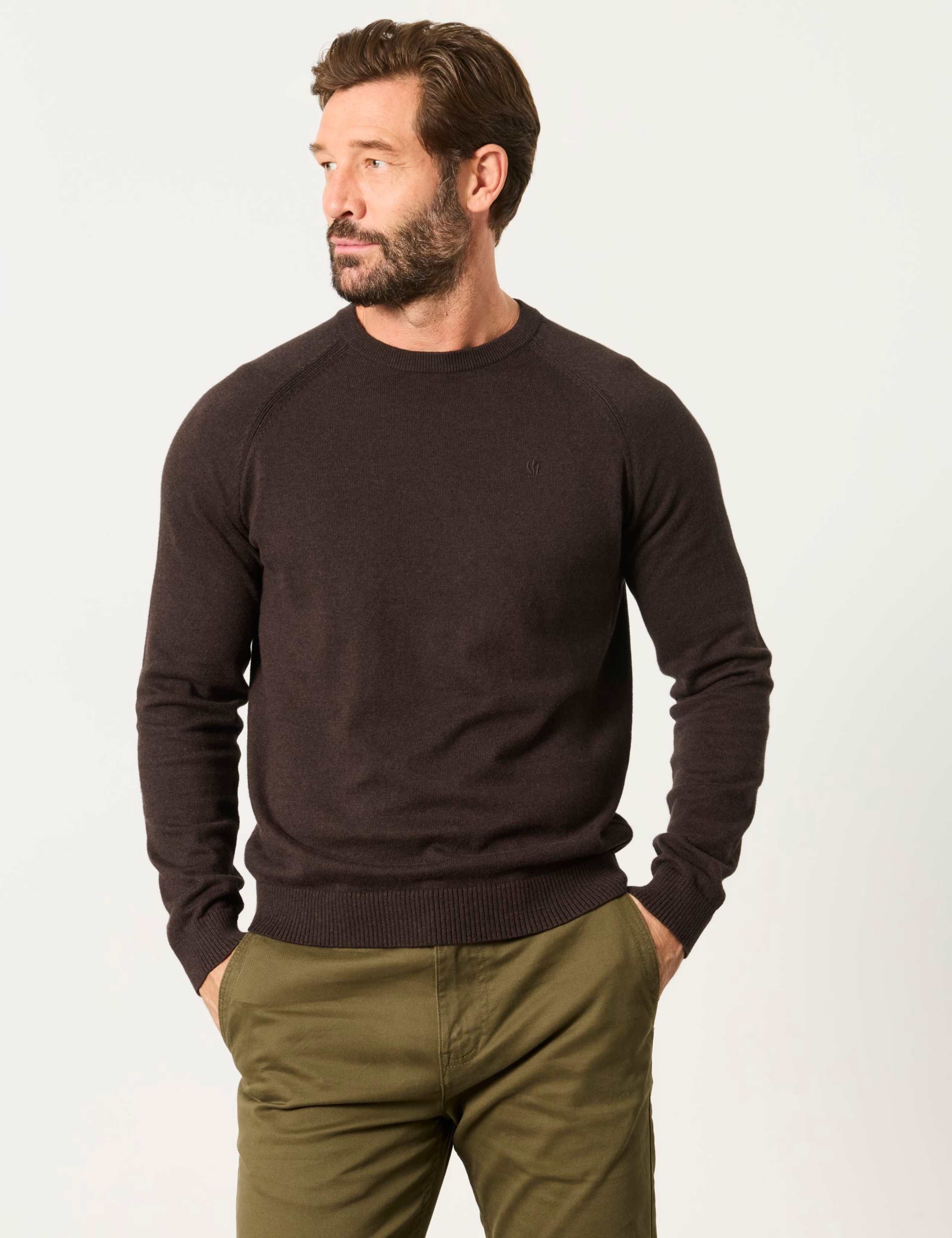 Cotton Rich Crew Neck Jumper with Cashmere
