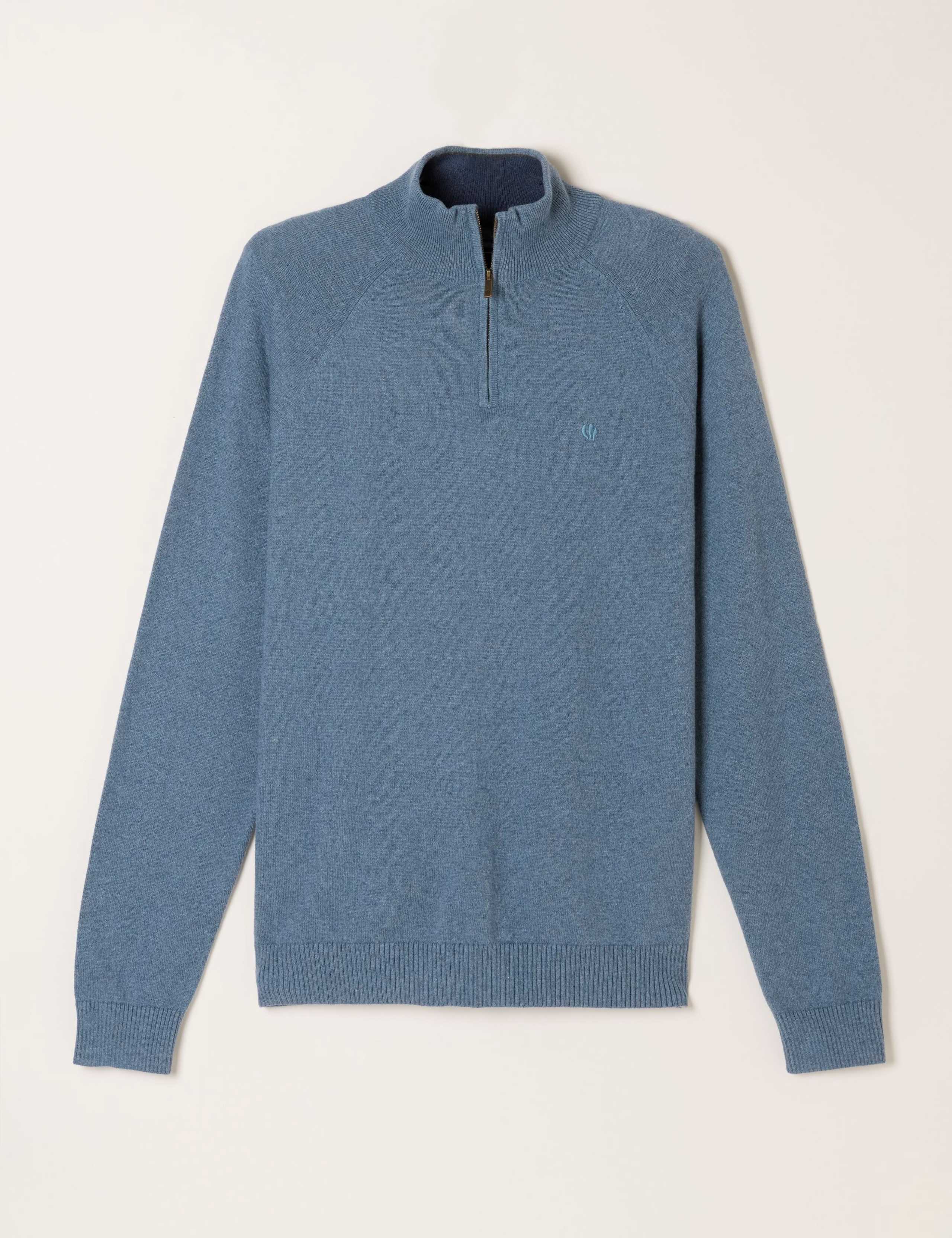 Cotton Rich Half Zip Jumper with Cashmere