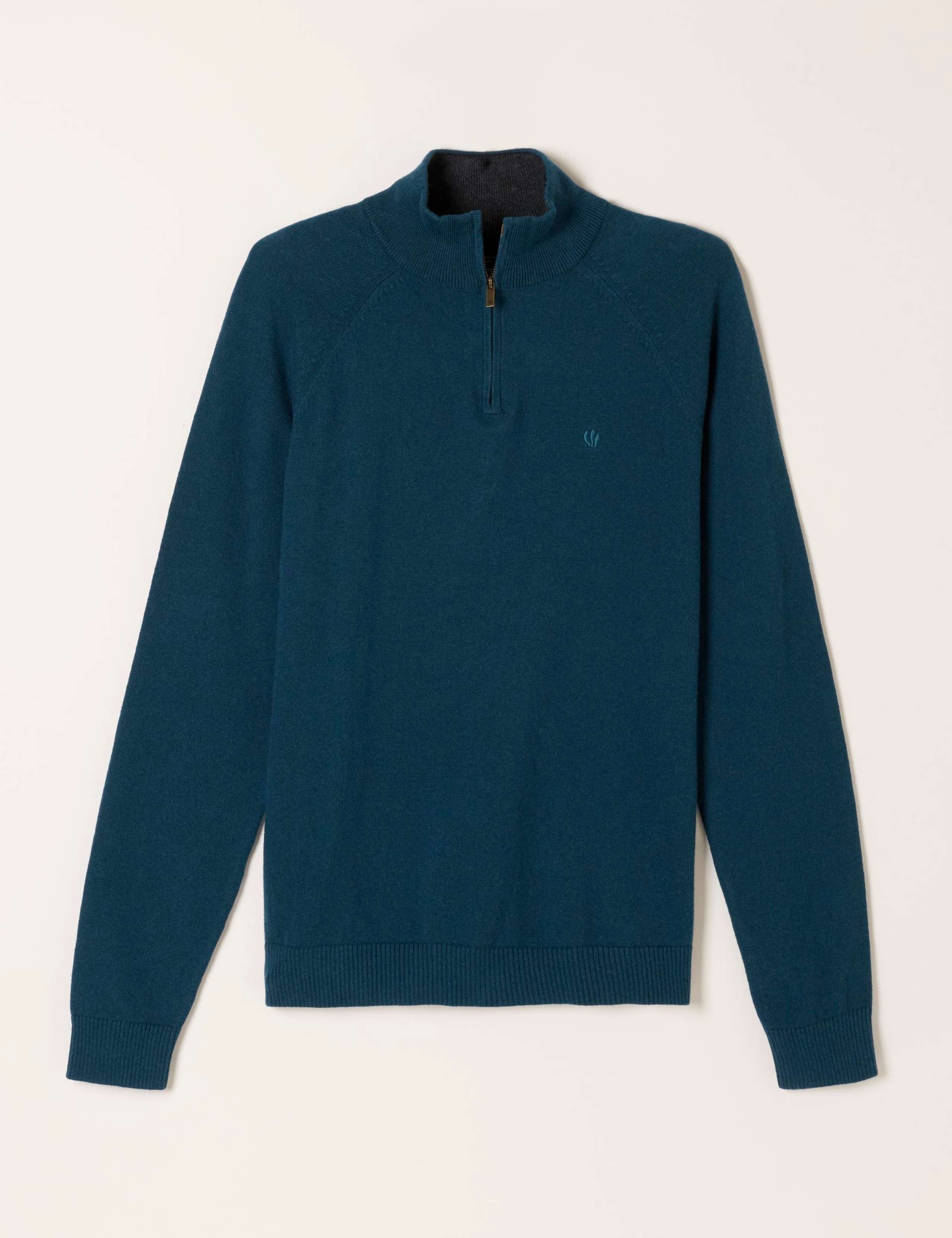 Cotton Rich Half Zip Jumper with Cashmere