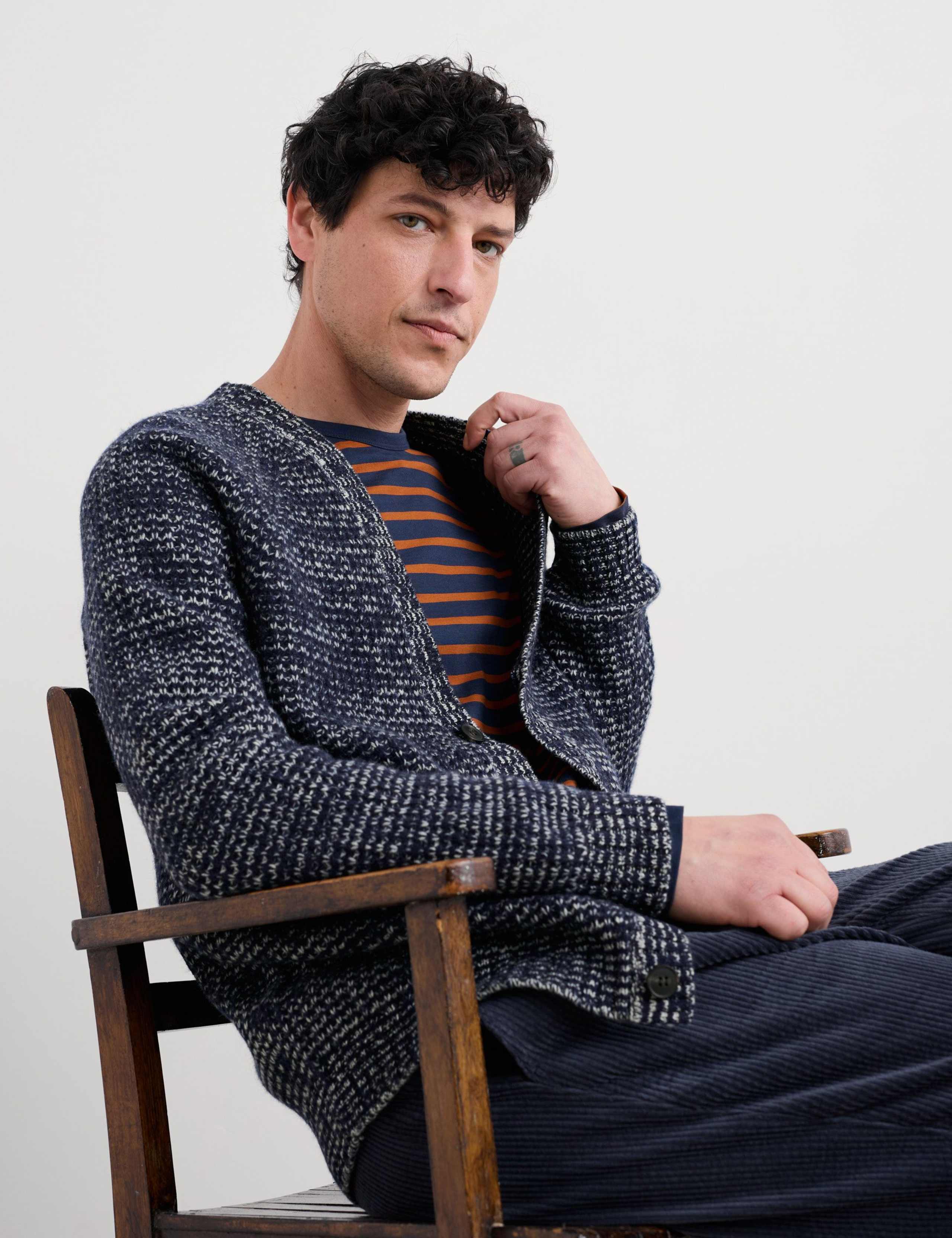 Lambswool Rich Textured V-Neck Cardigan