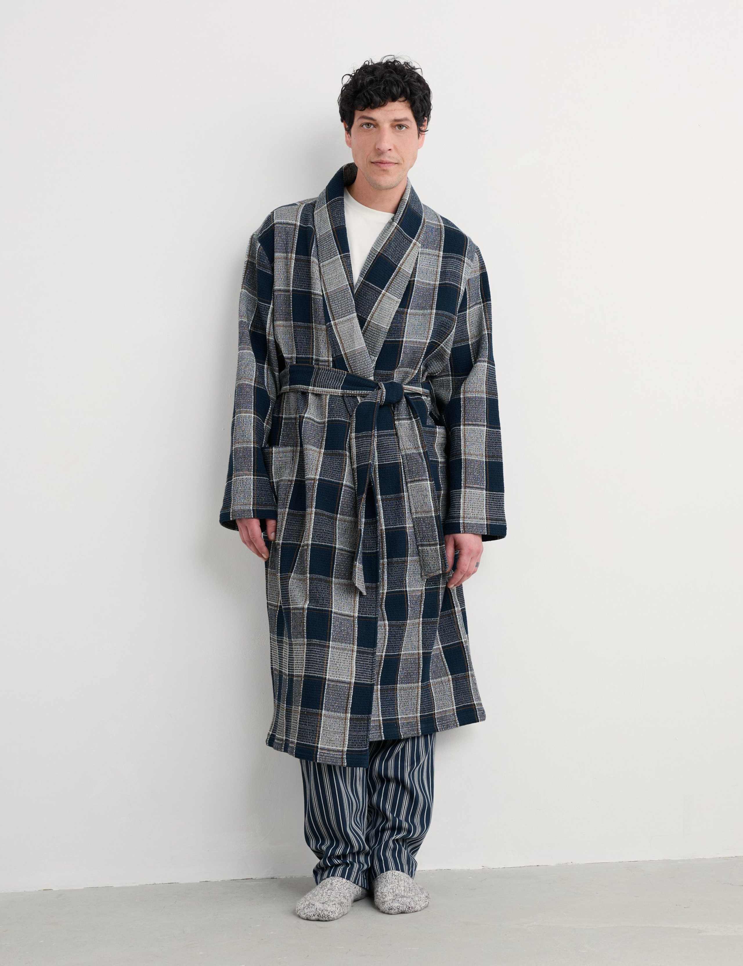 Pure Cotton Checked Dressing Gown