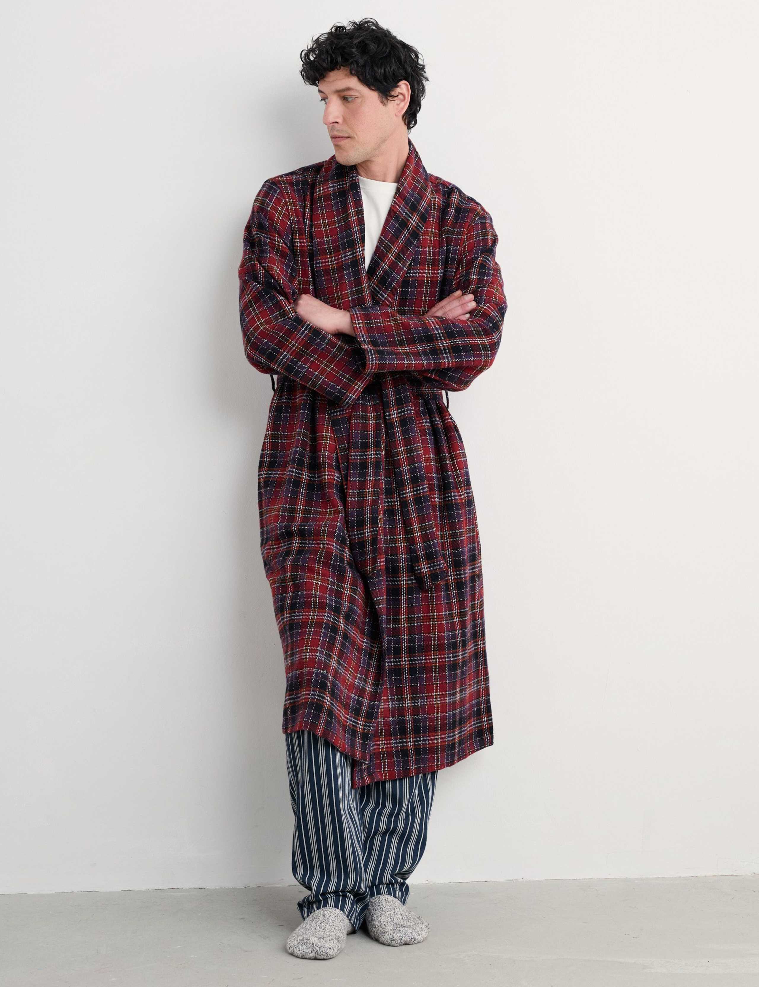 Pure Cotton Checked Dressing Gown
