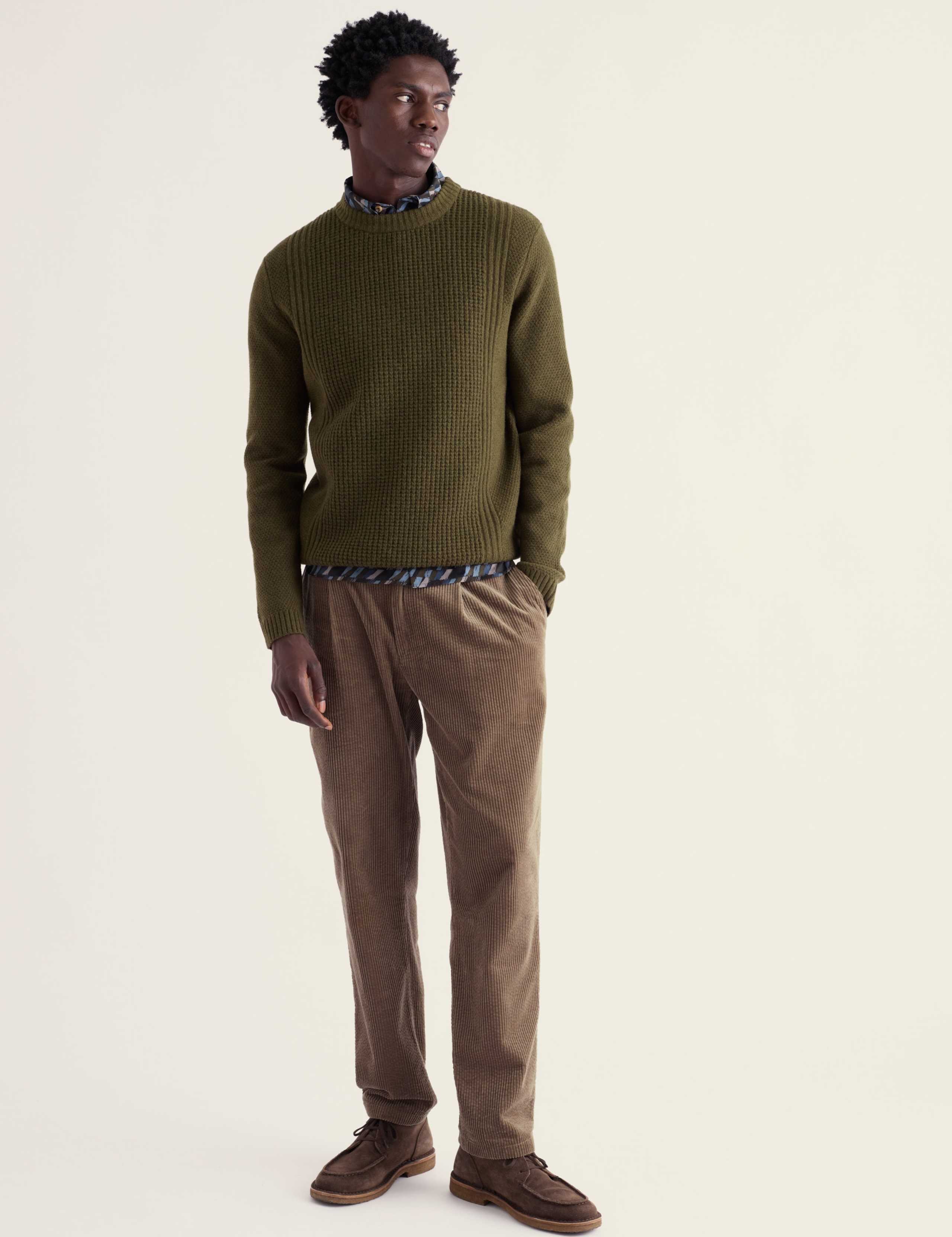 Lambswool Rich Textured Crew Neck Jumper