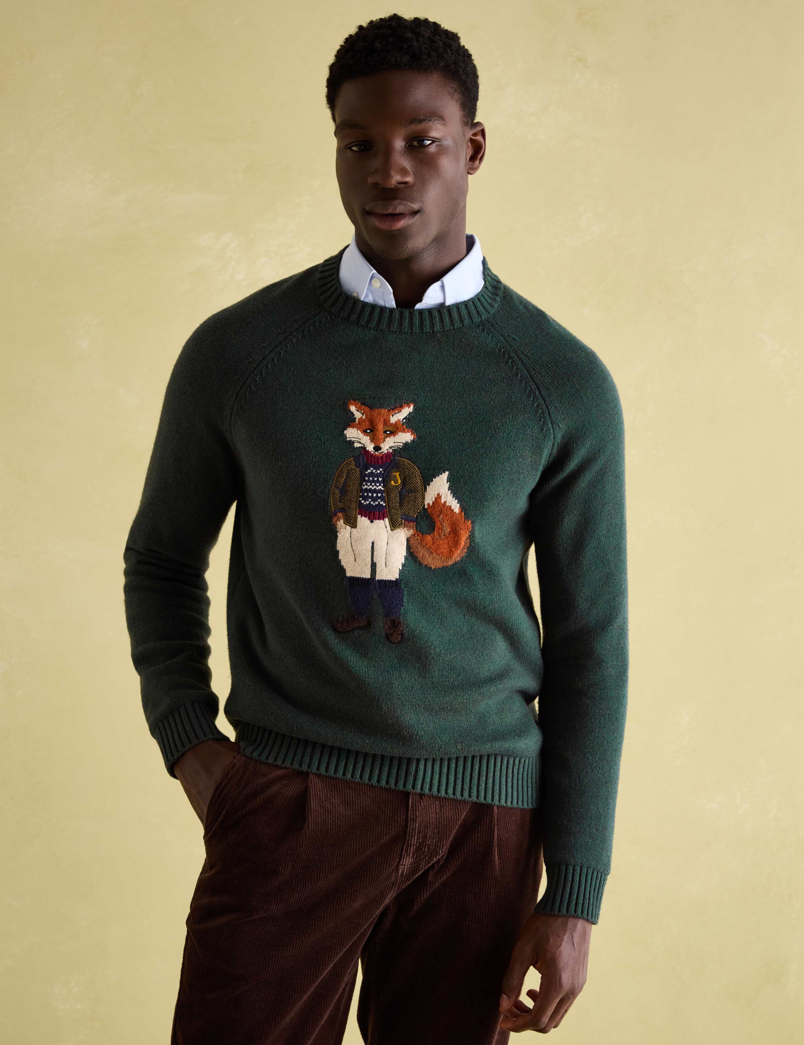 Cotton Rich Crew Neck Jumper with Wool
