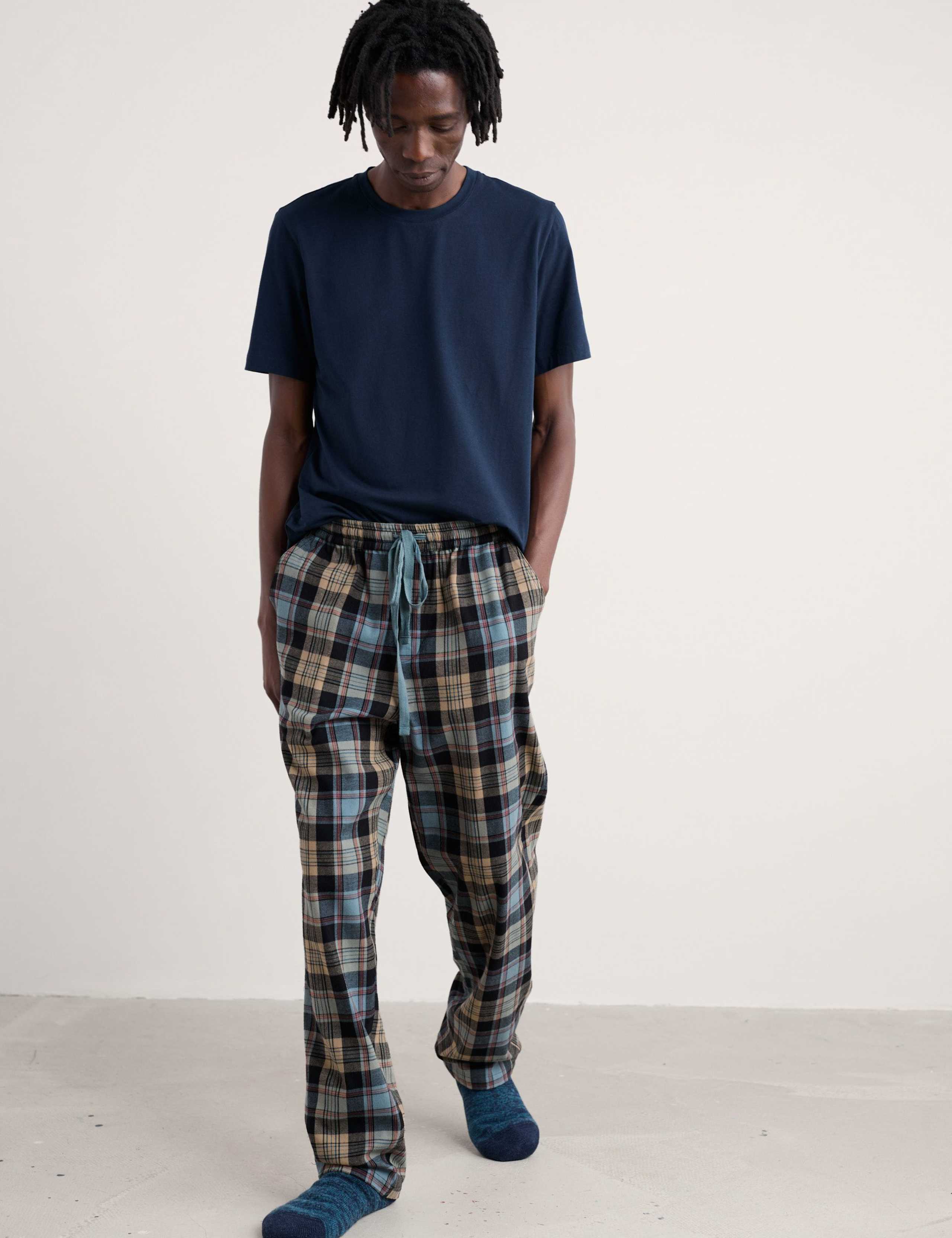 Pure Cotton Checked Pyjama Bottoms
