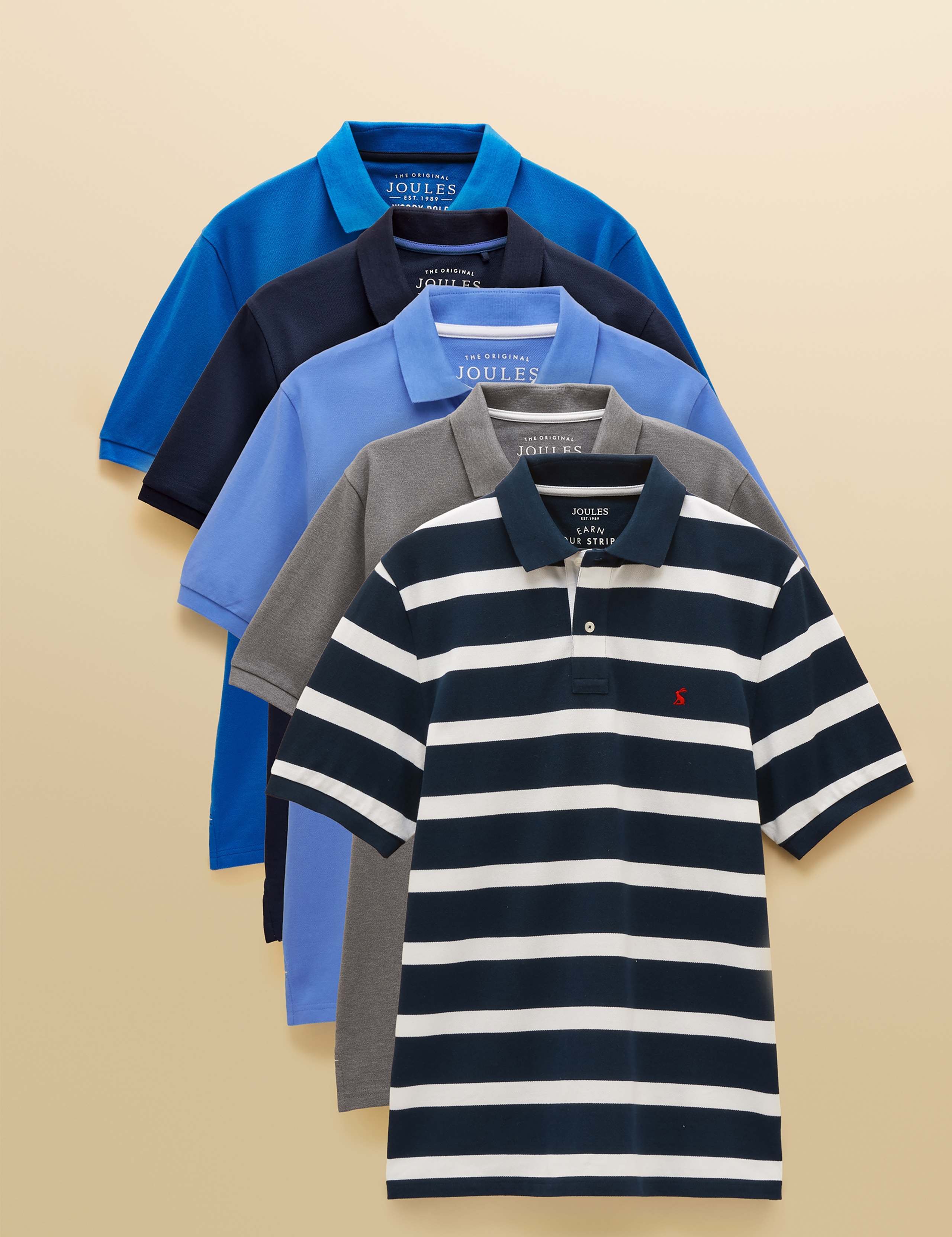 5 Pack Pure Cotton Pique Polo Shirts