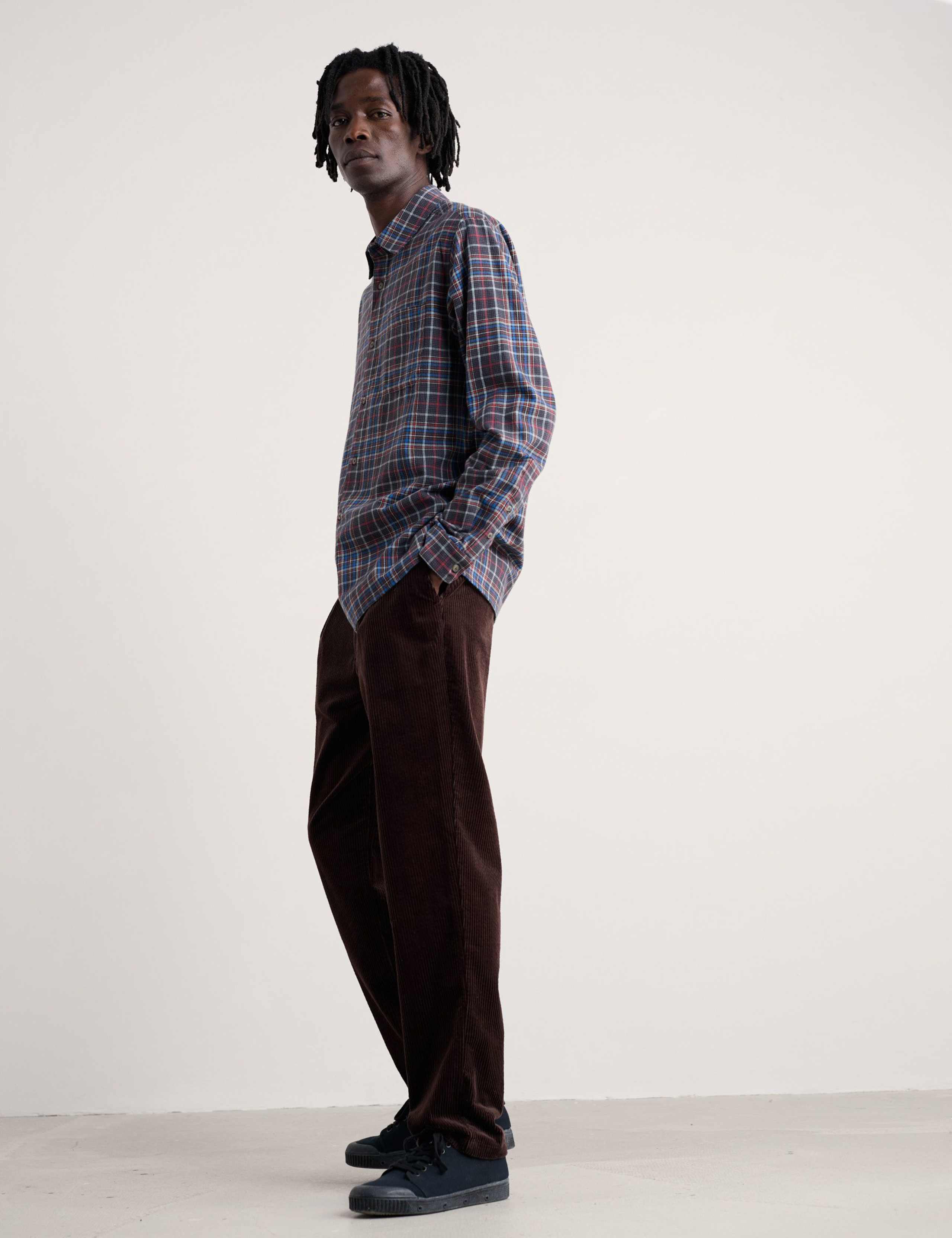 Relaxed Fit Brushed Cotton Flannel Shirt