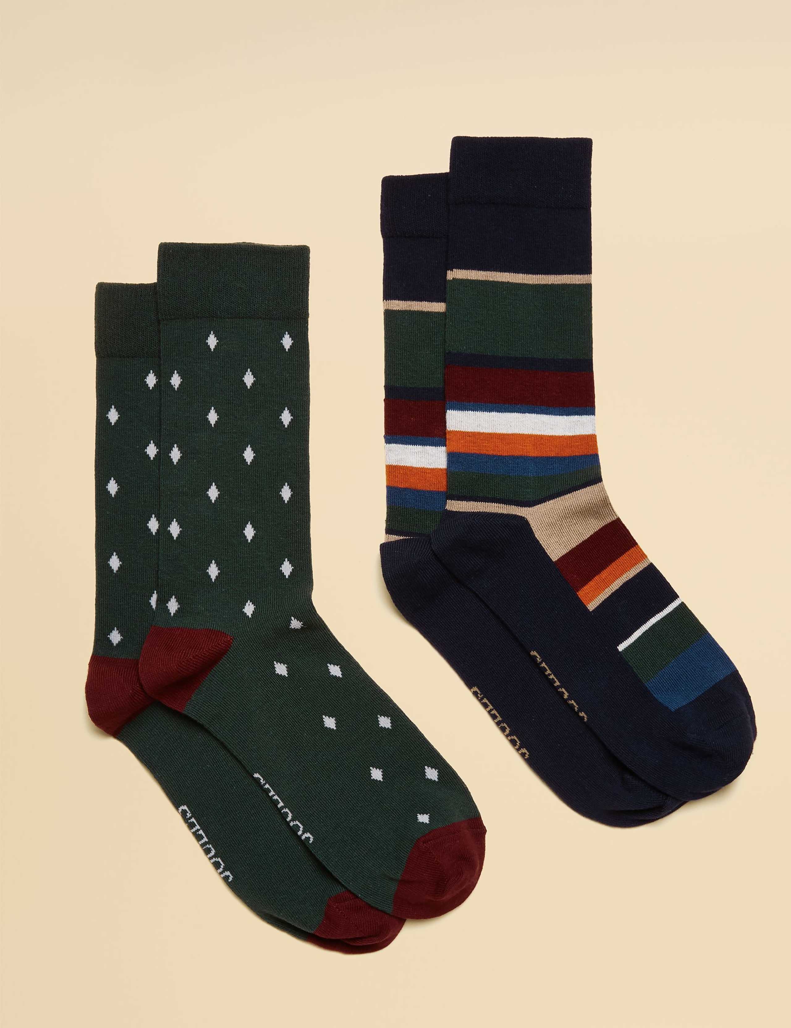 2pk Striped Cotton Rich Socks