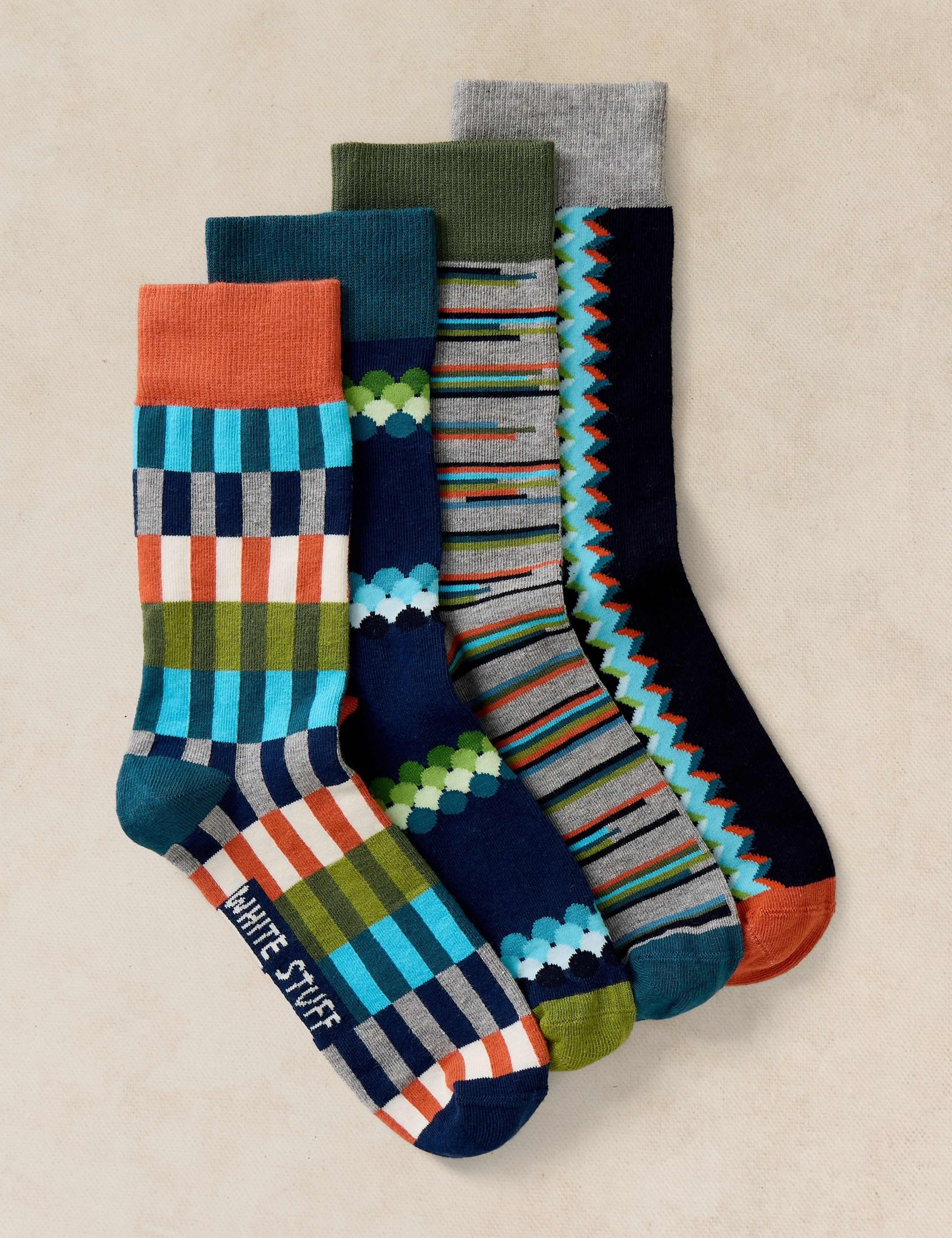 4 Pack Assorted Cotton Rich Socks