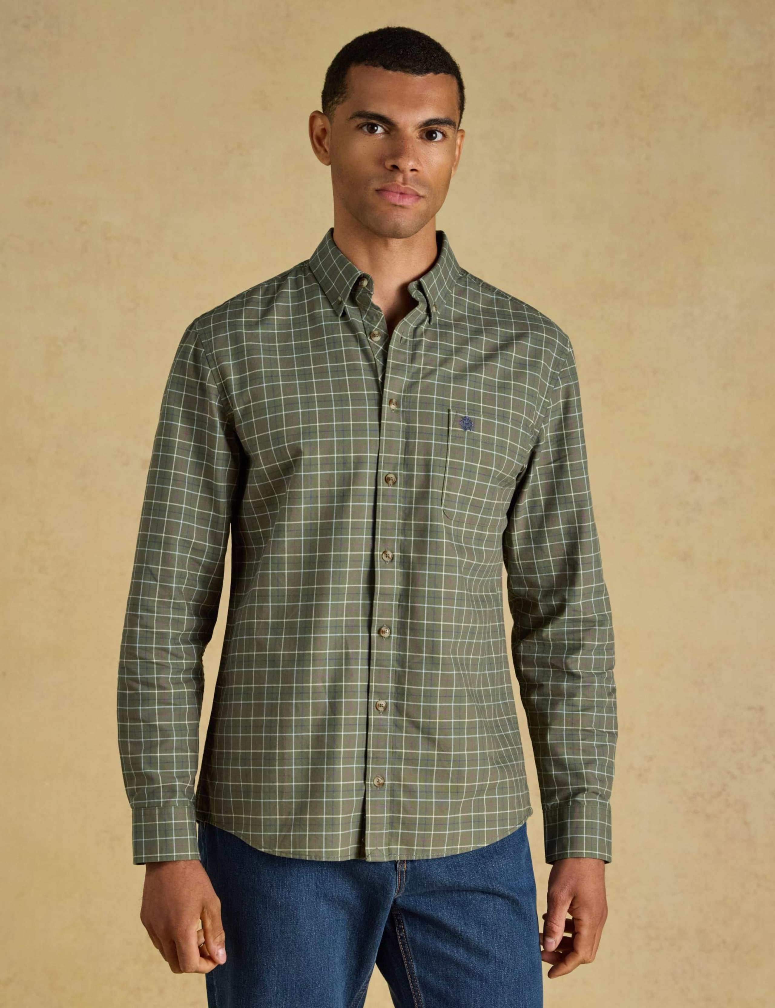 Regular Fit Pure Cotton Checked Oxford Shirt