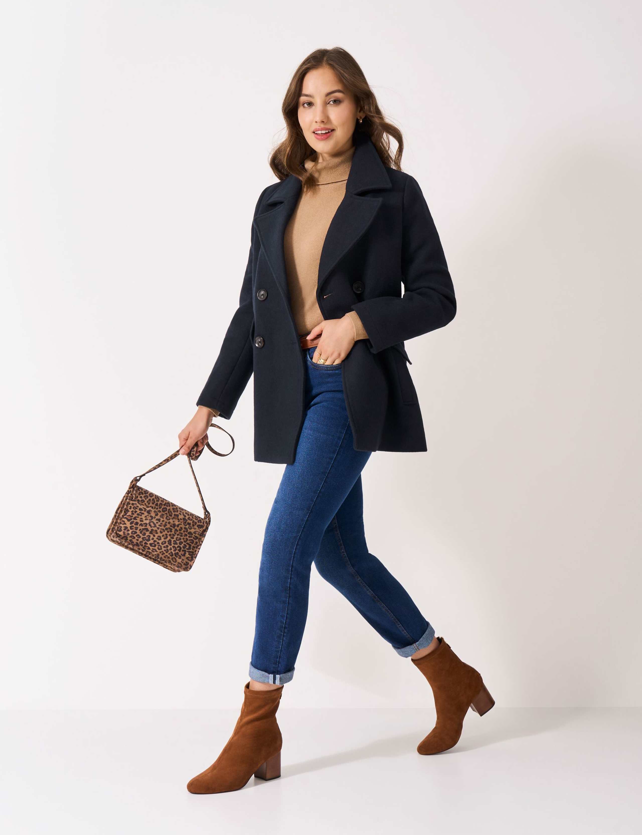 Wool Blend Double Breasted Peacoat