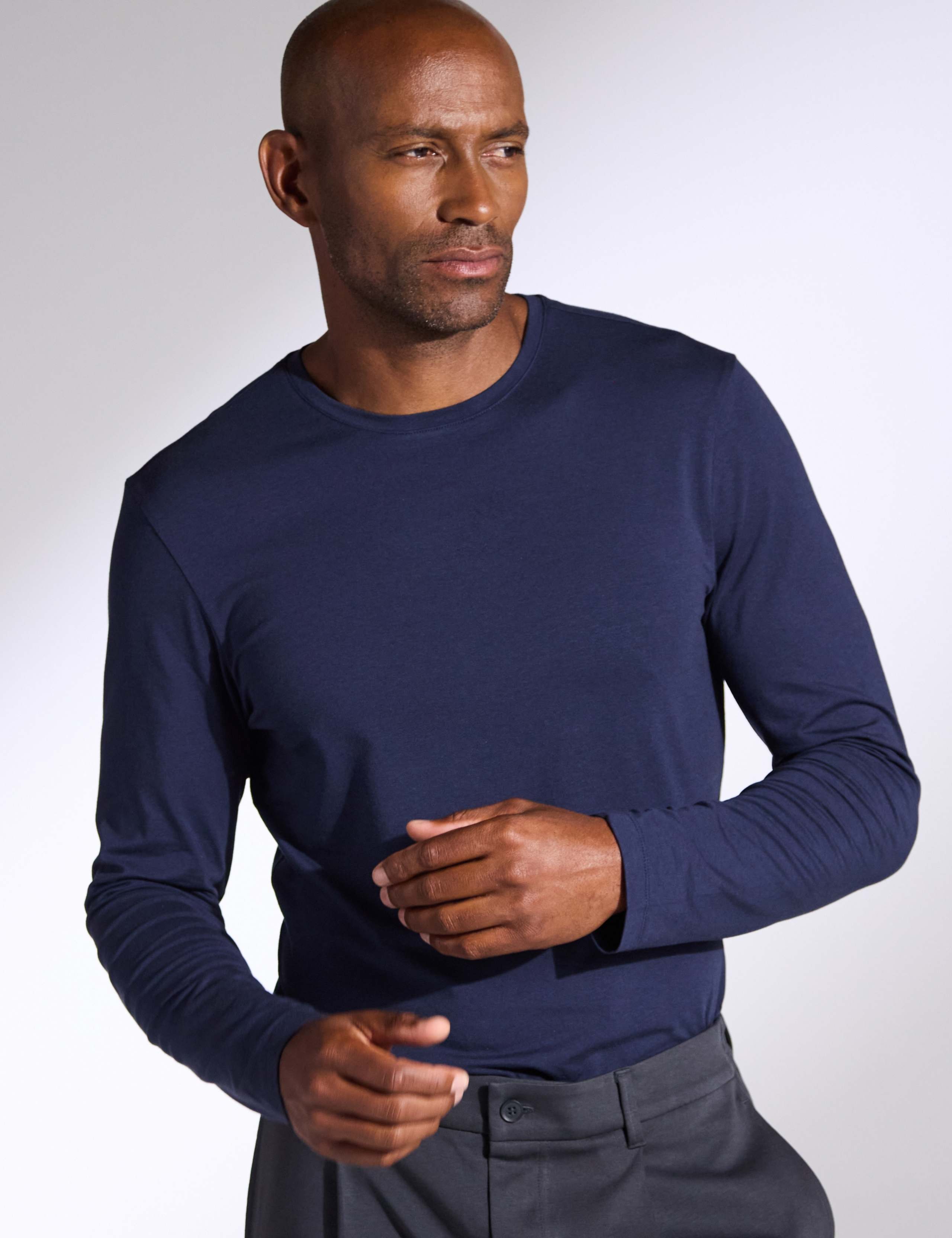 Cotton Blend Long Sleeve Top
