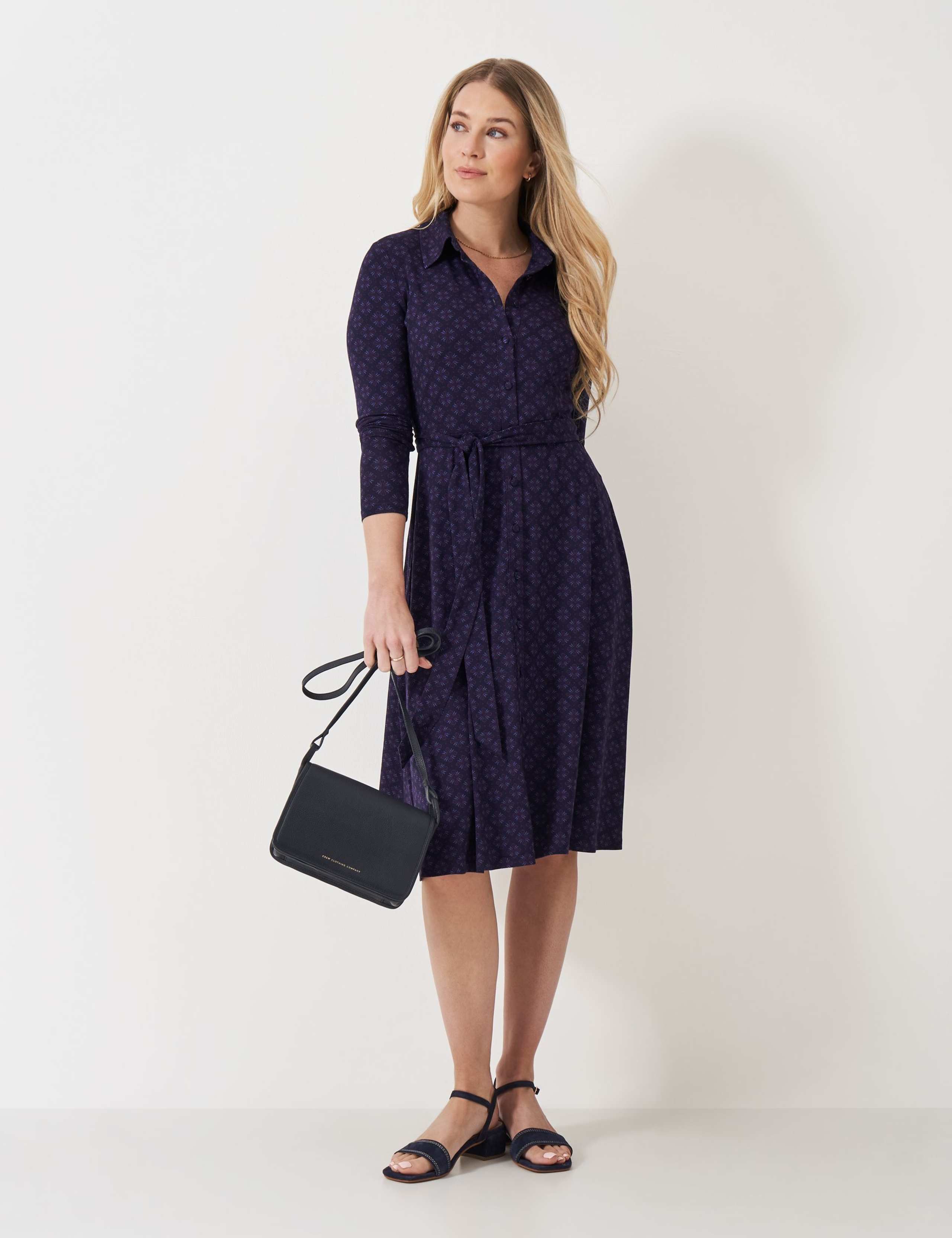 Jersey Geometric Midi Shirt Dress