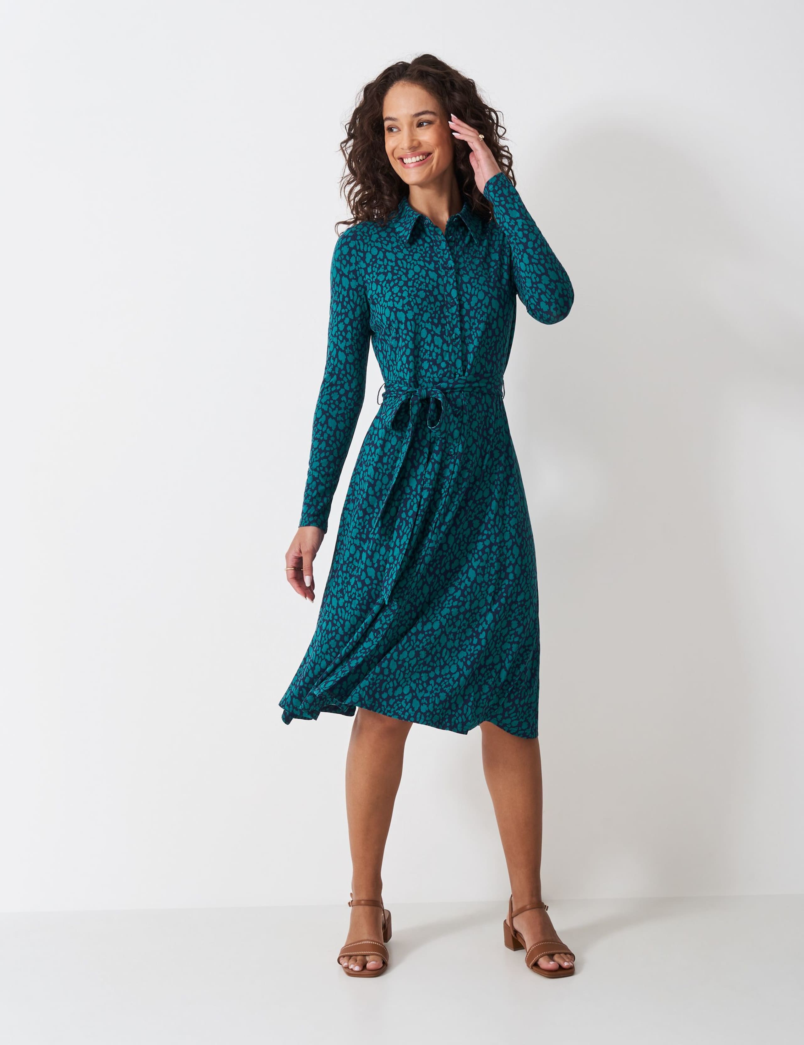 Jersey Geometric Midi Shirt Dress