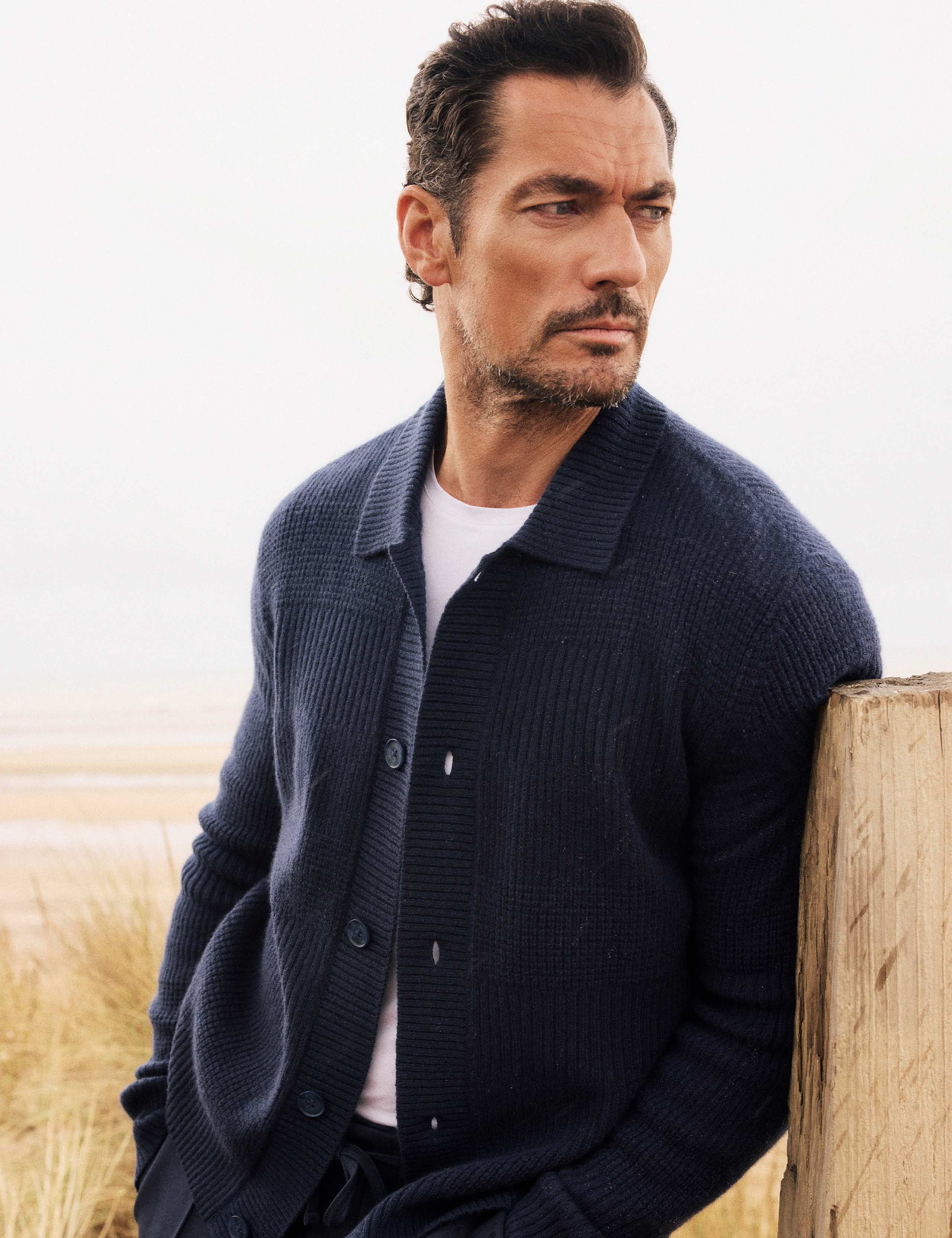 Pure Lambswool Textured Striped Cardigan