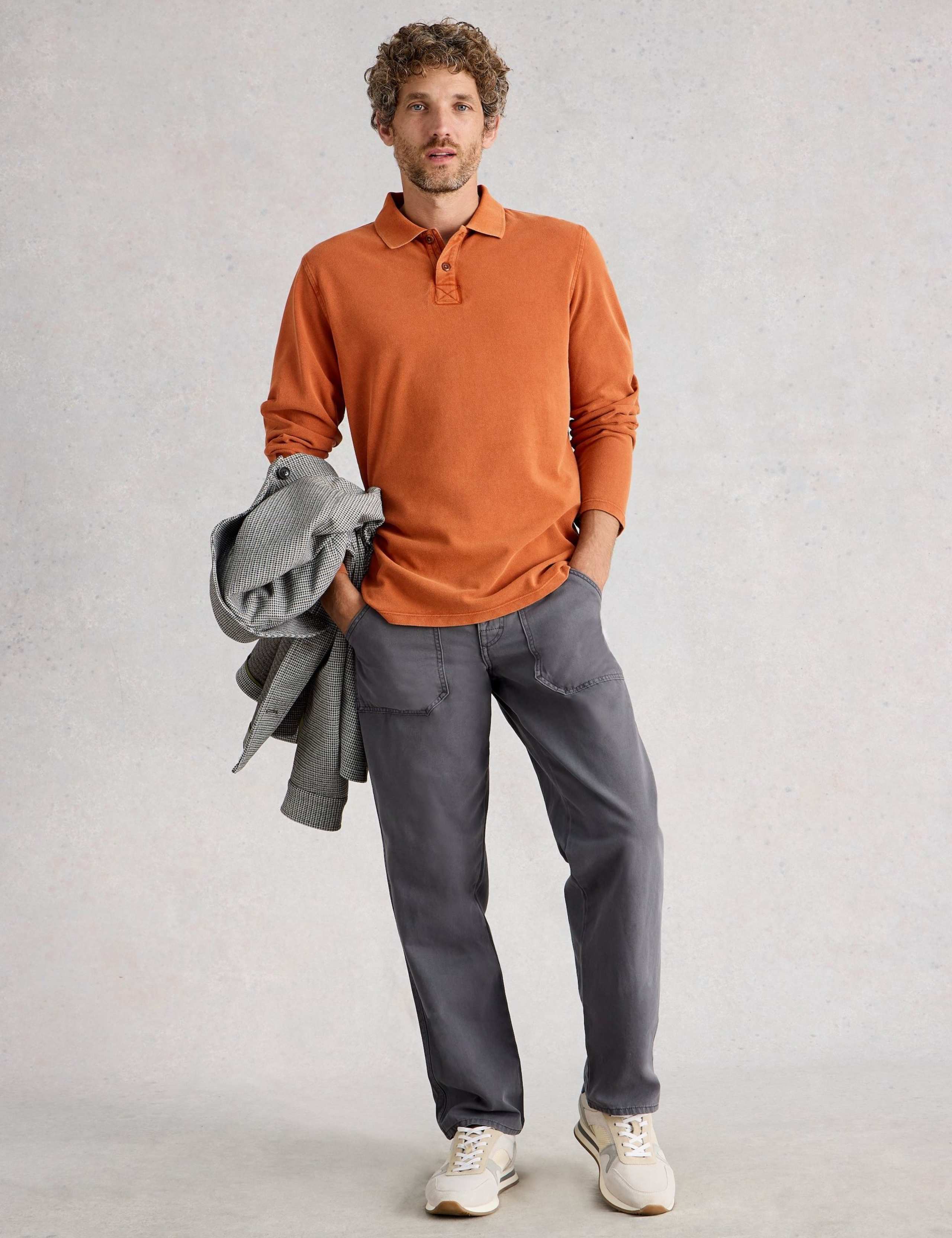 Pure Cotton Long Sleeve Polo Shirt