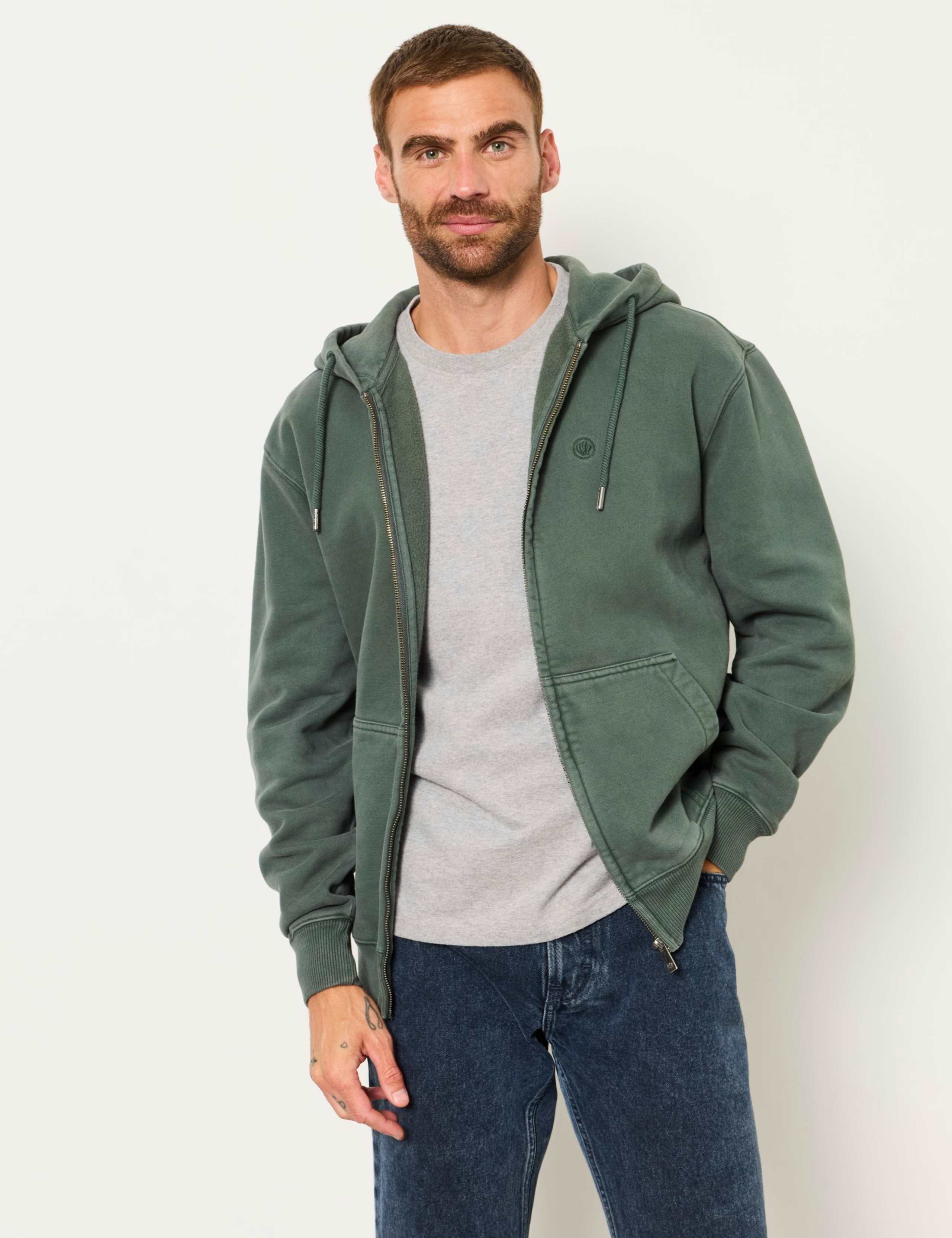 Hayle Pure Cotton Zip Up Hoodie