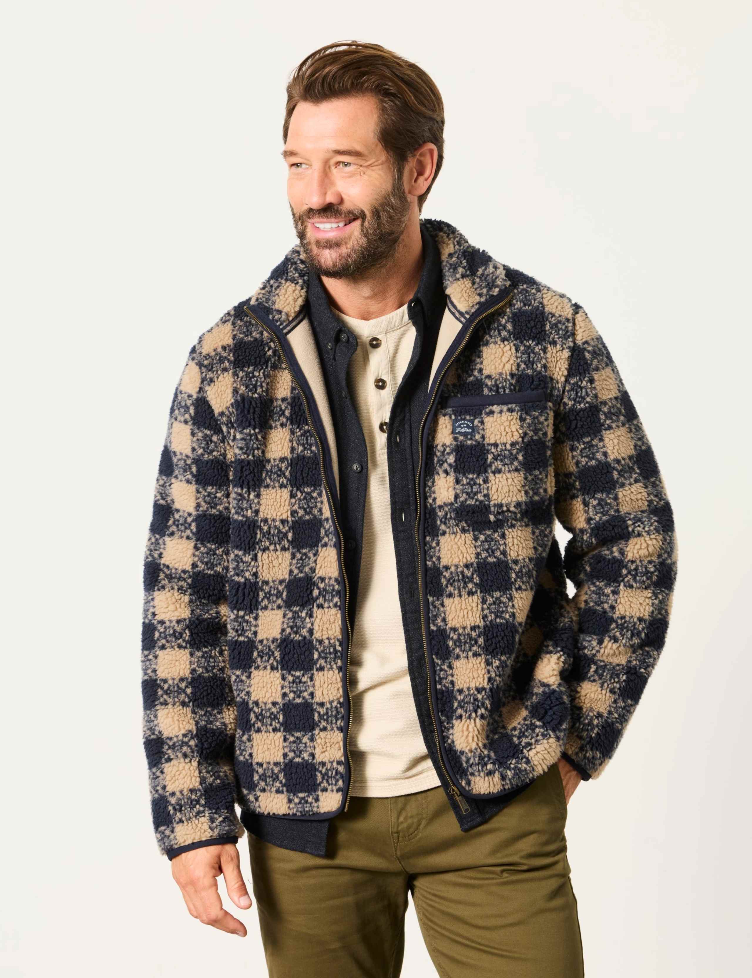 Checked Zip Up Fleece
