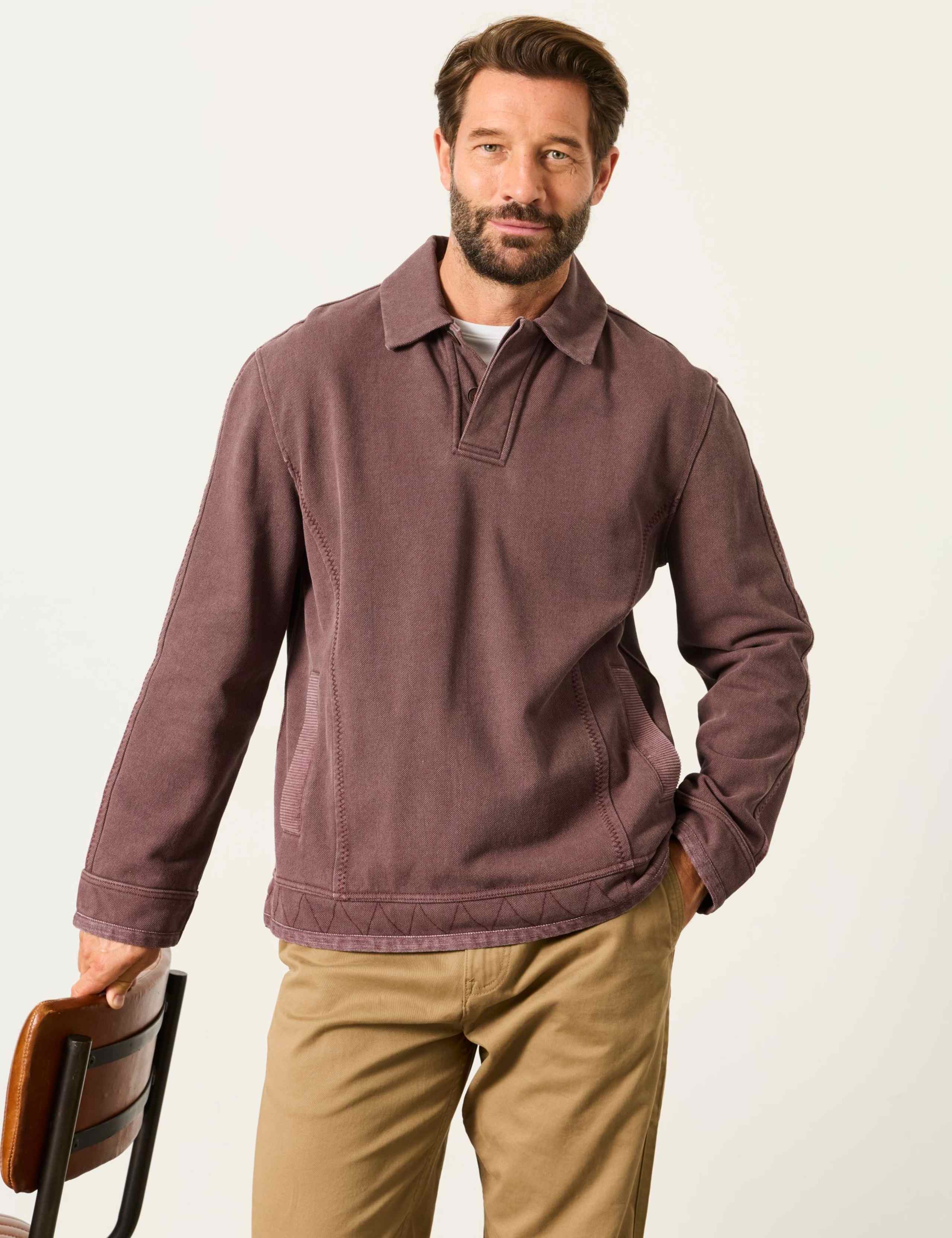 Pure Cotton Button Neck Airlie Sweatshirt