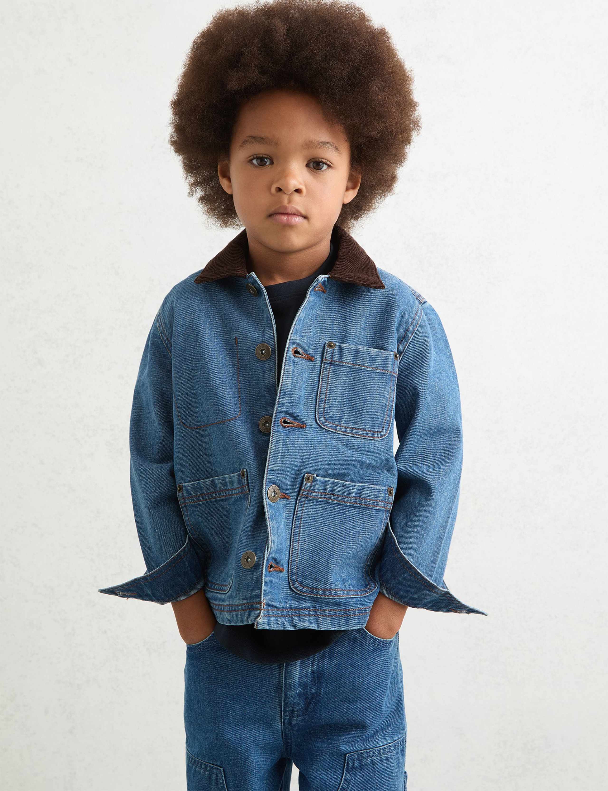 Denim Cord Collar Jacket (3-14 Yrs)