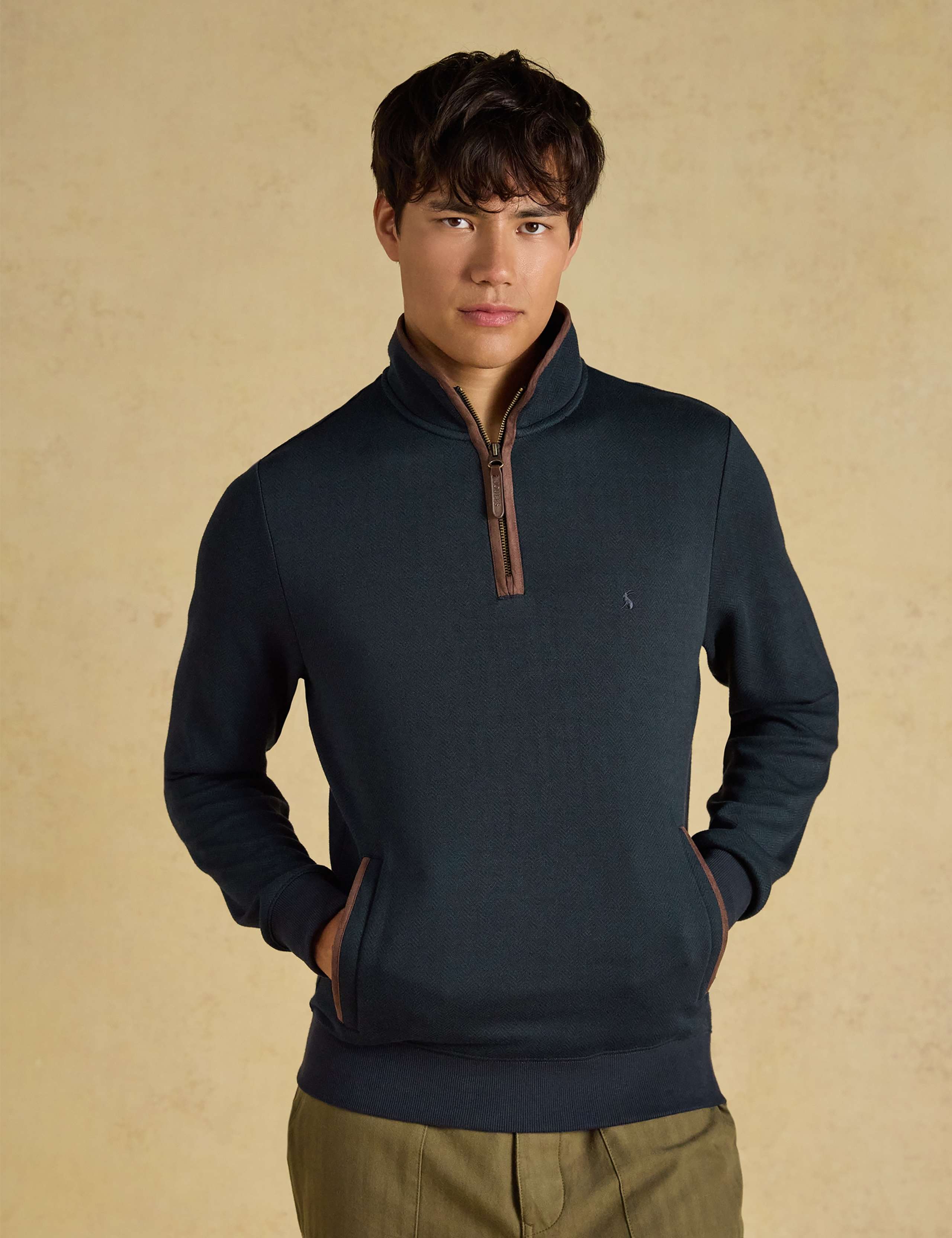 Cotton Rich Funnel Neck Half Zip Sweatshirt