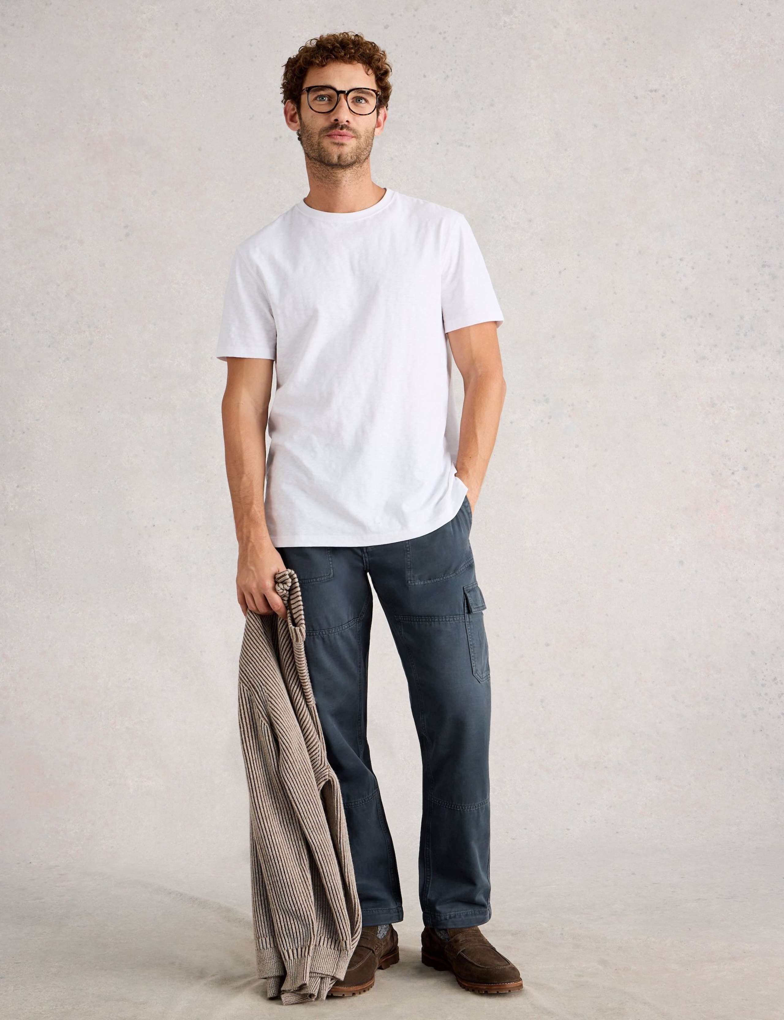 Loose Fit Pure Cotton Cargo Trousers