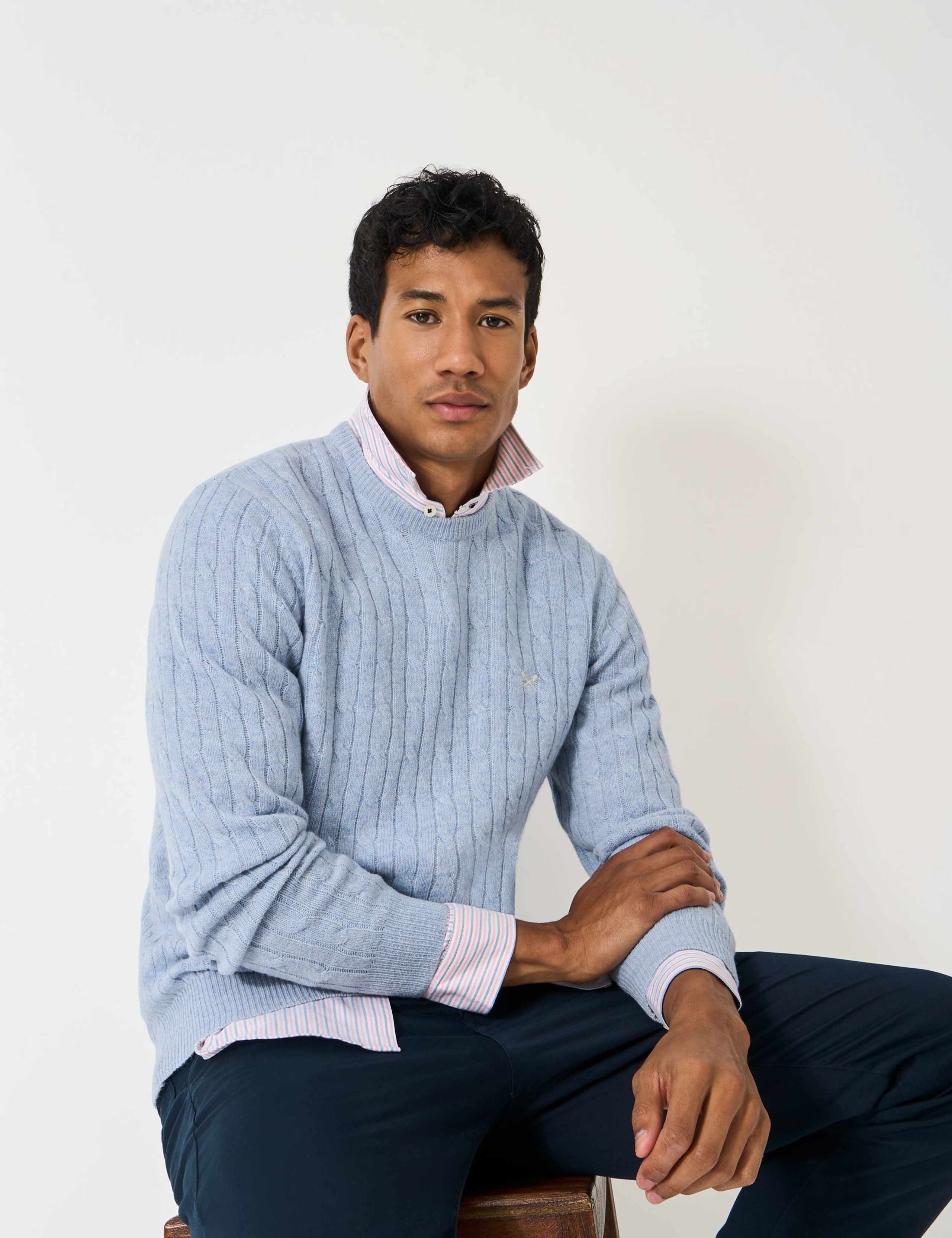 Pure Lambswool Cable Crew Neck Jumper