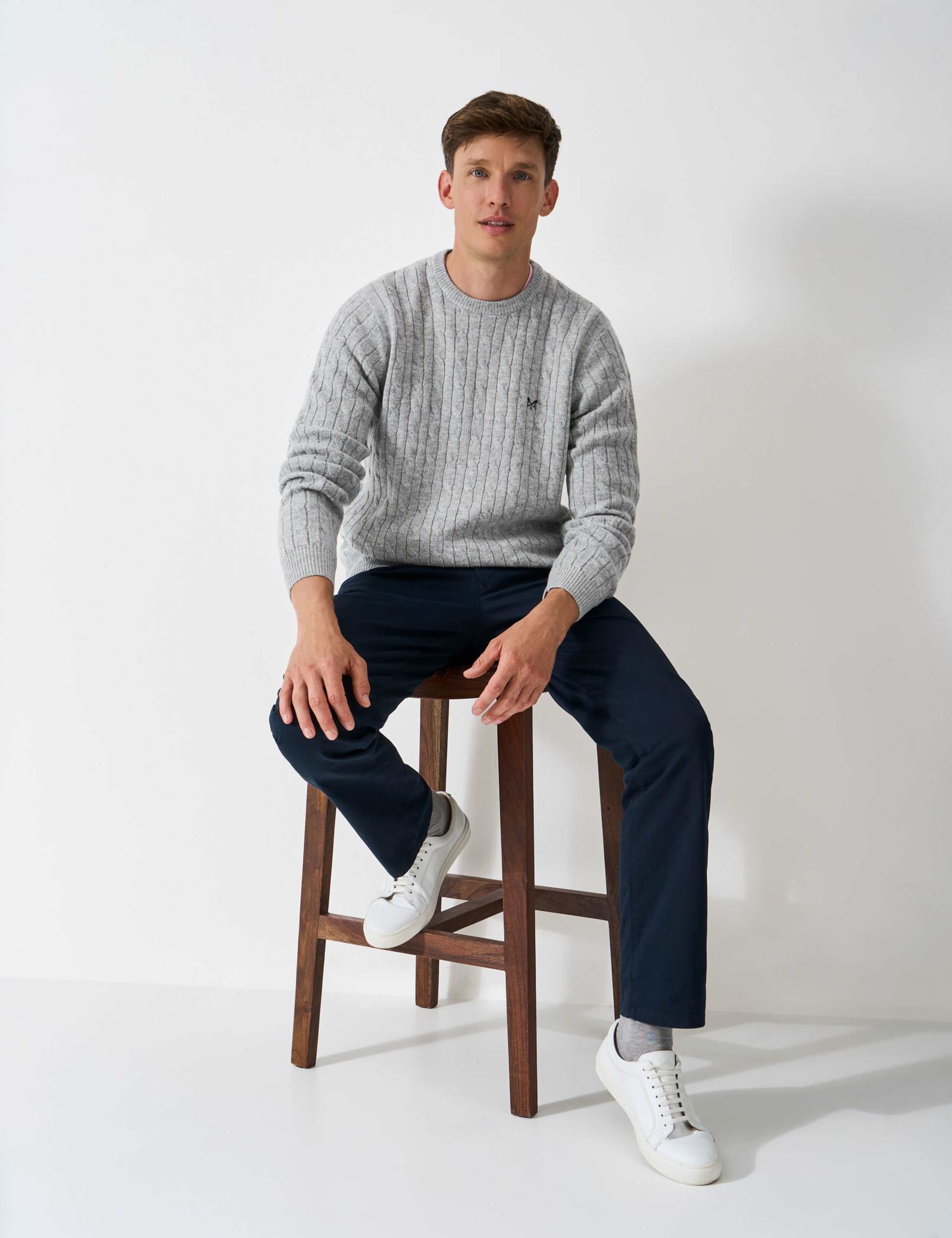 Pure Lambswool Cable Crew Neck Jumper
