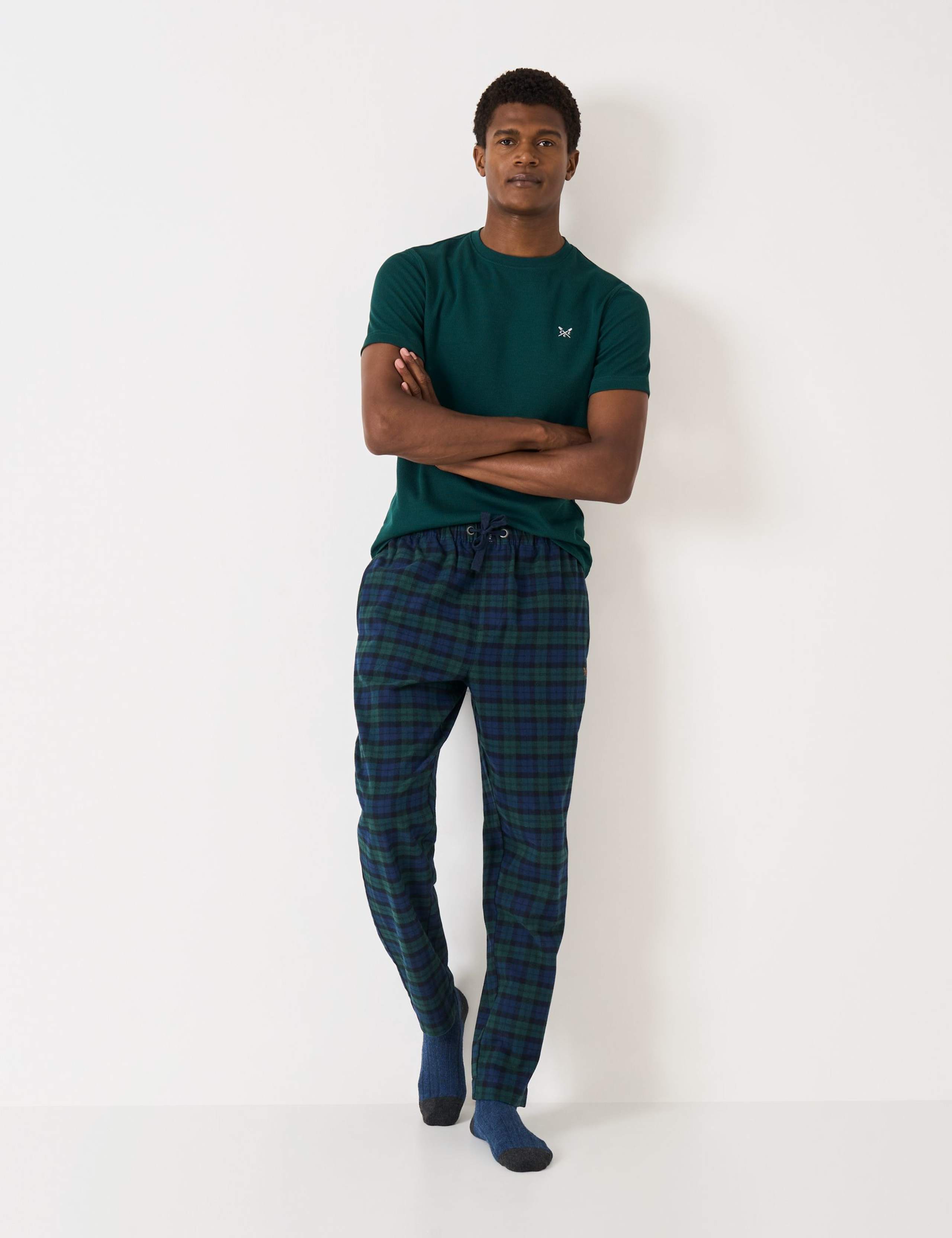 Brushed Cotton Checked Loungewear Bottoms