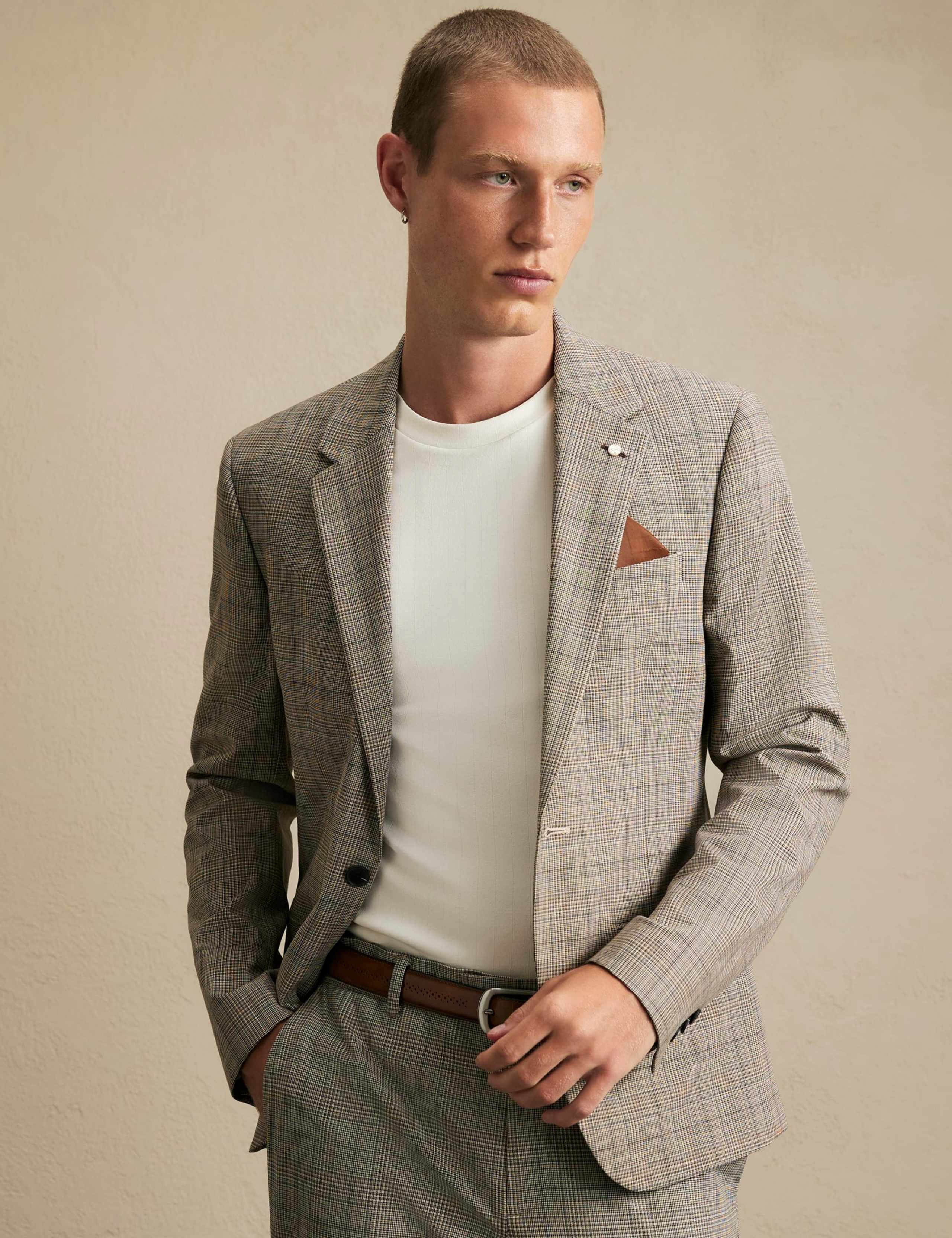 Skinny Fit Checked Suit Jacket