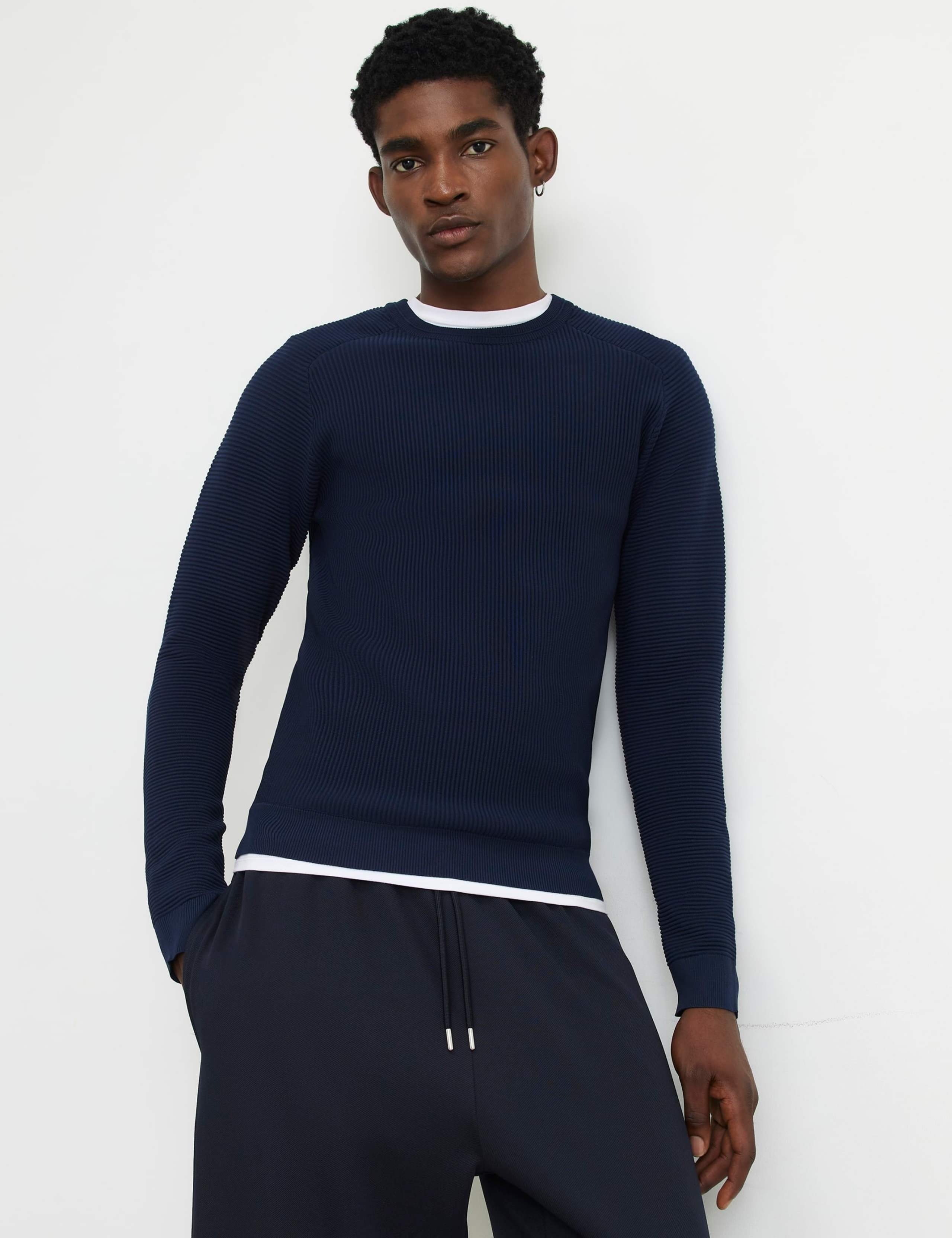 Ribbed Ottoman Crew Neck Jumper
