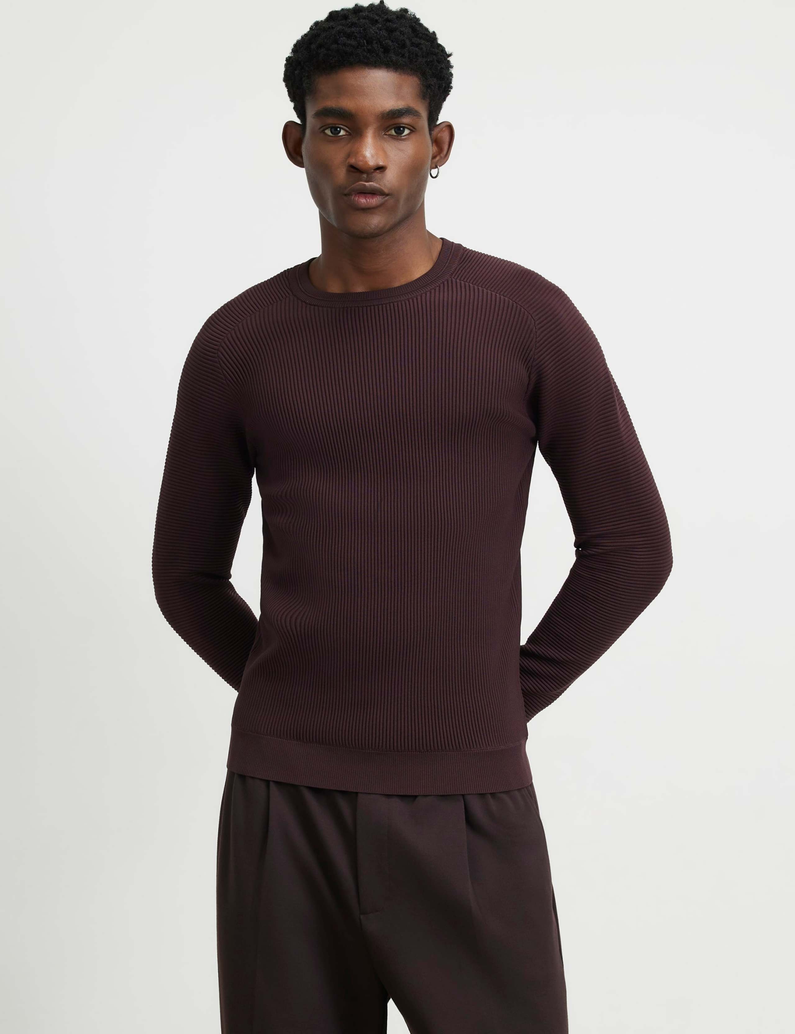 Ribbed Ottoman Crew Neck Jumper