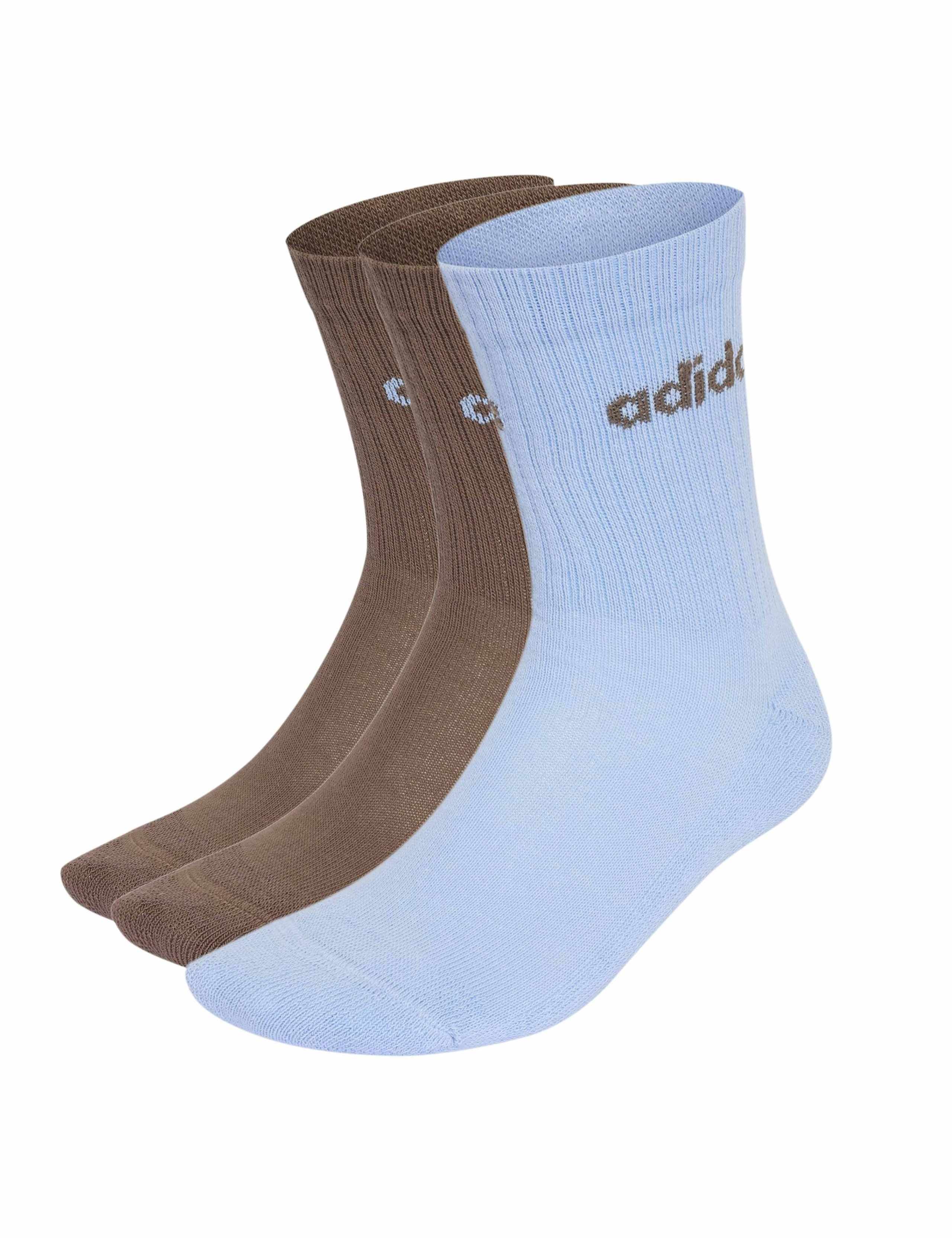 3 Pack Linear Cotton Rich Cushioned Crew Socks