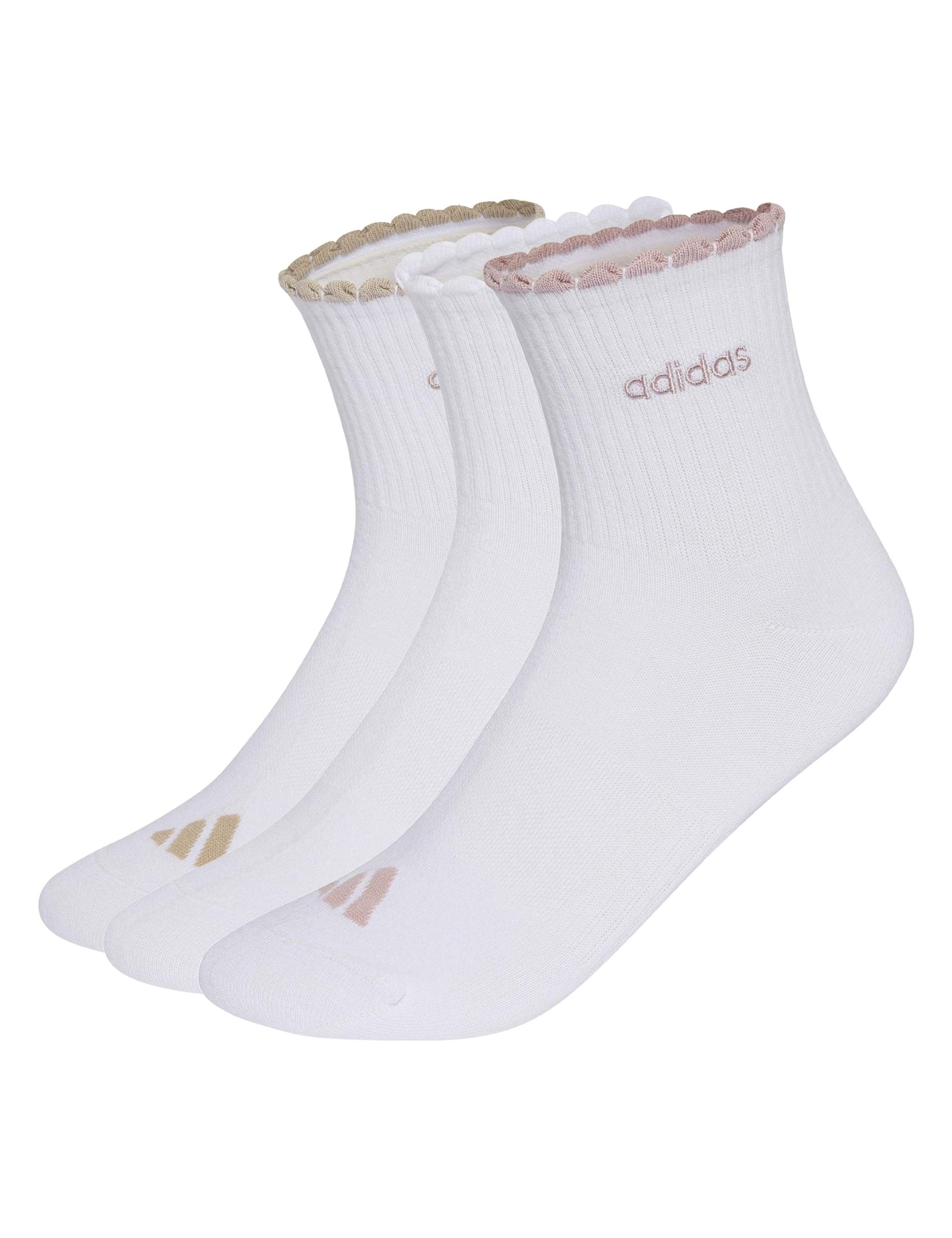 3 Pack Cotton Blend Scallop Cuff Ankle Socks
