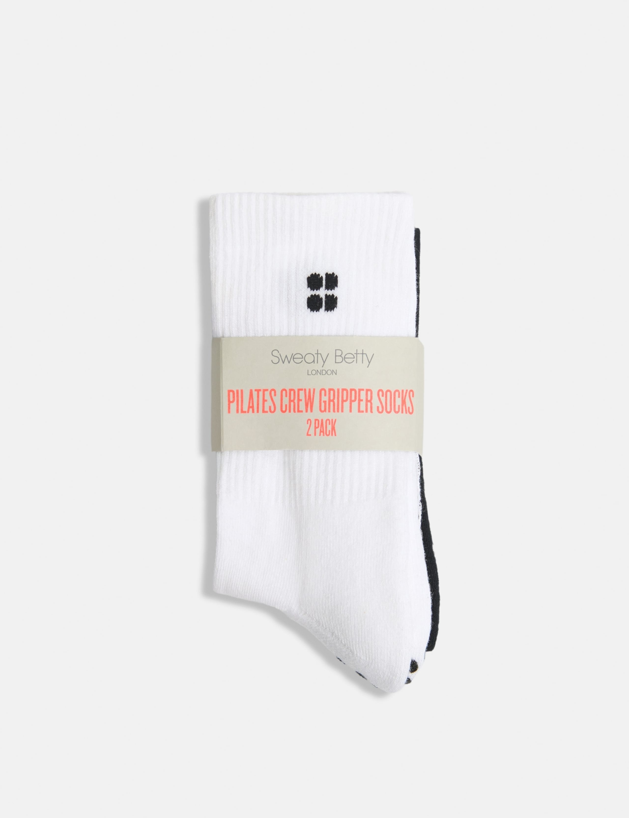 2 Pack Cotton Rich Pilates Crew Gripper Socks